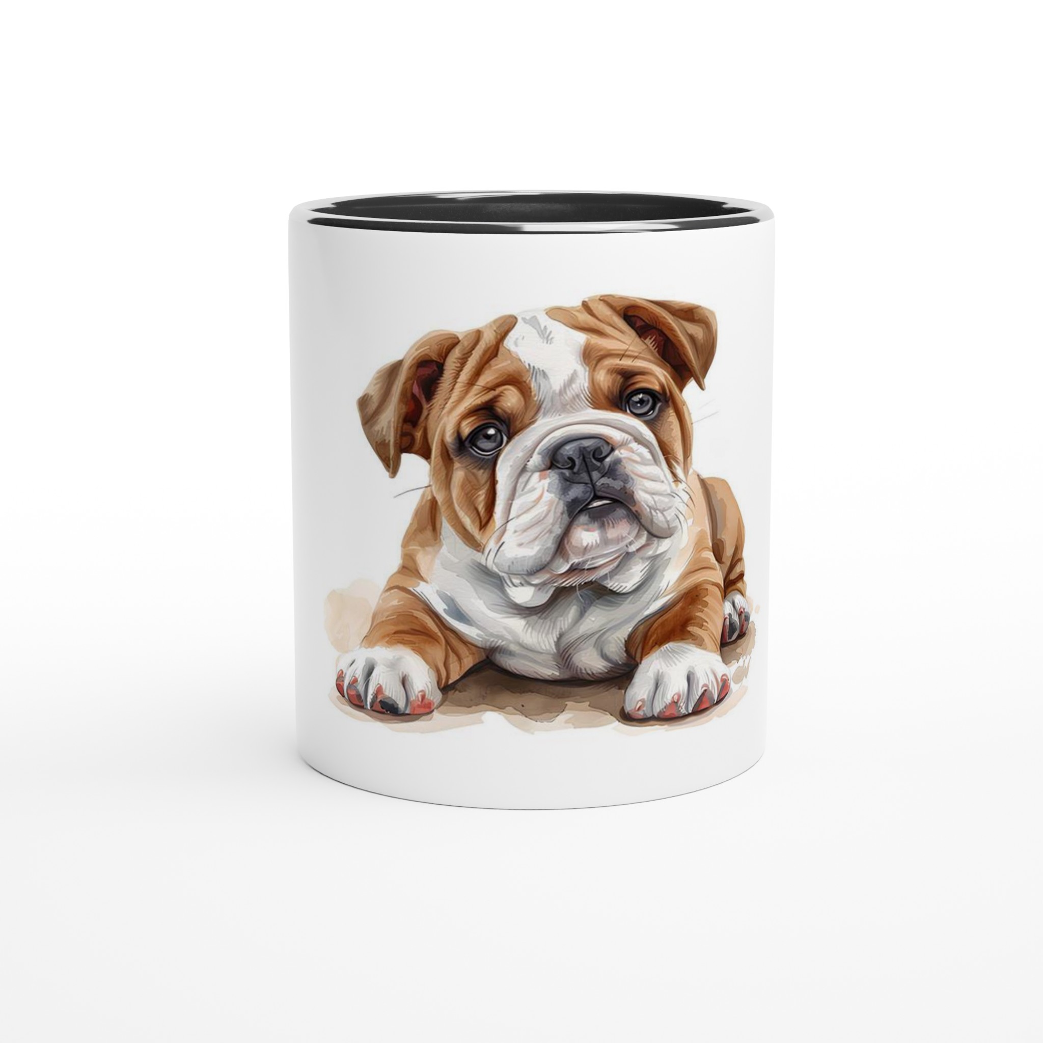 Kärleksfull Bulldog Valp Akvarell Mugg - 11oz Keramisk Kaffekopp i ditt val av sex levande färger 6 74ecf441-8bb7-44c3-89b1-8663b52818a9