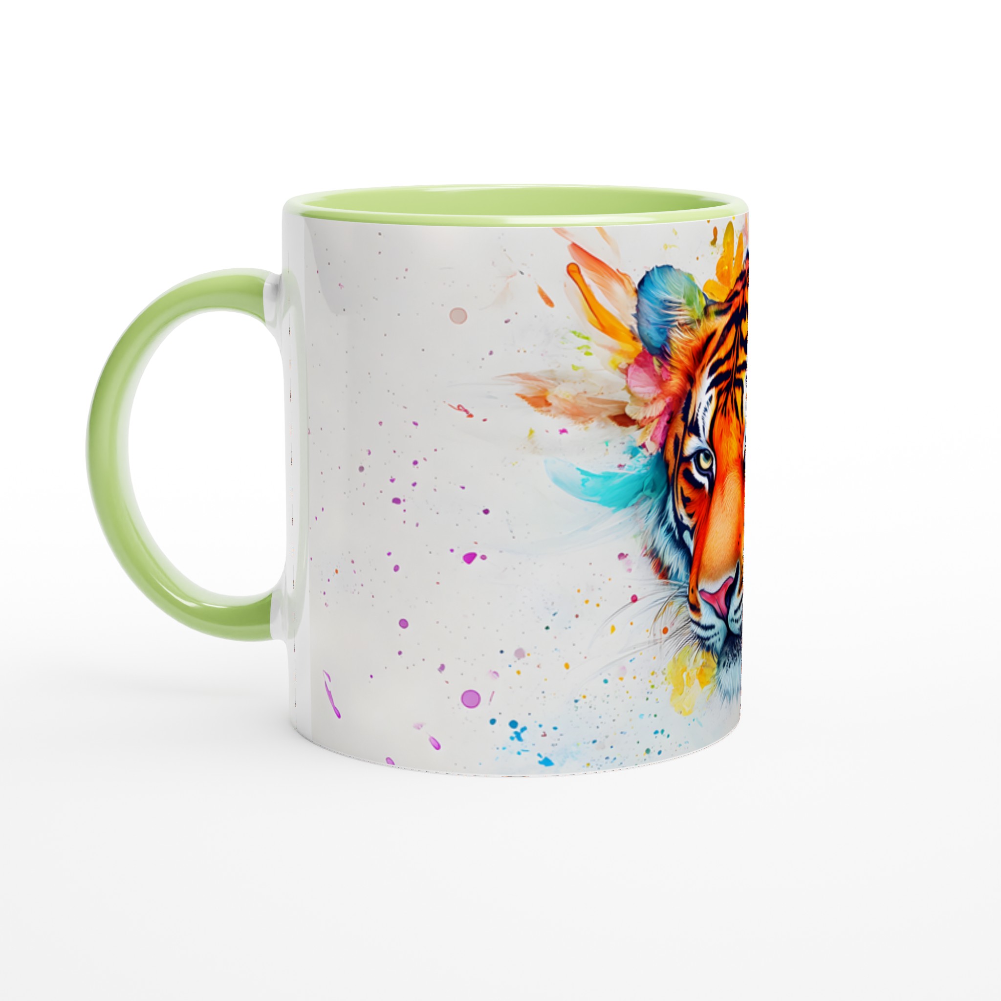 Färgsprakande Tiger Keramikmugg – Konstnärlig 11oz Kaffemugg med Akvarelldesign 7 74faa515-afef-4a71-bf8d-4ea95a8746e3