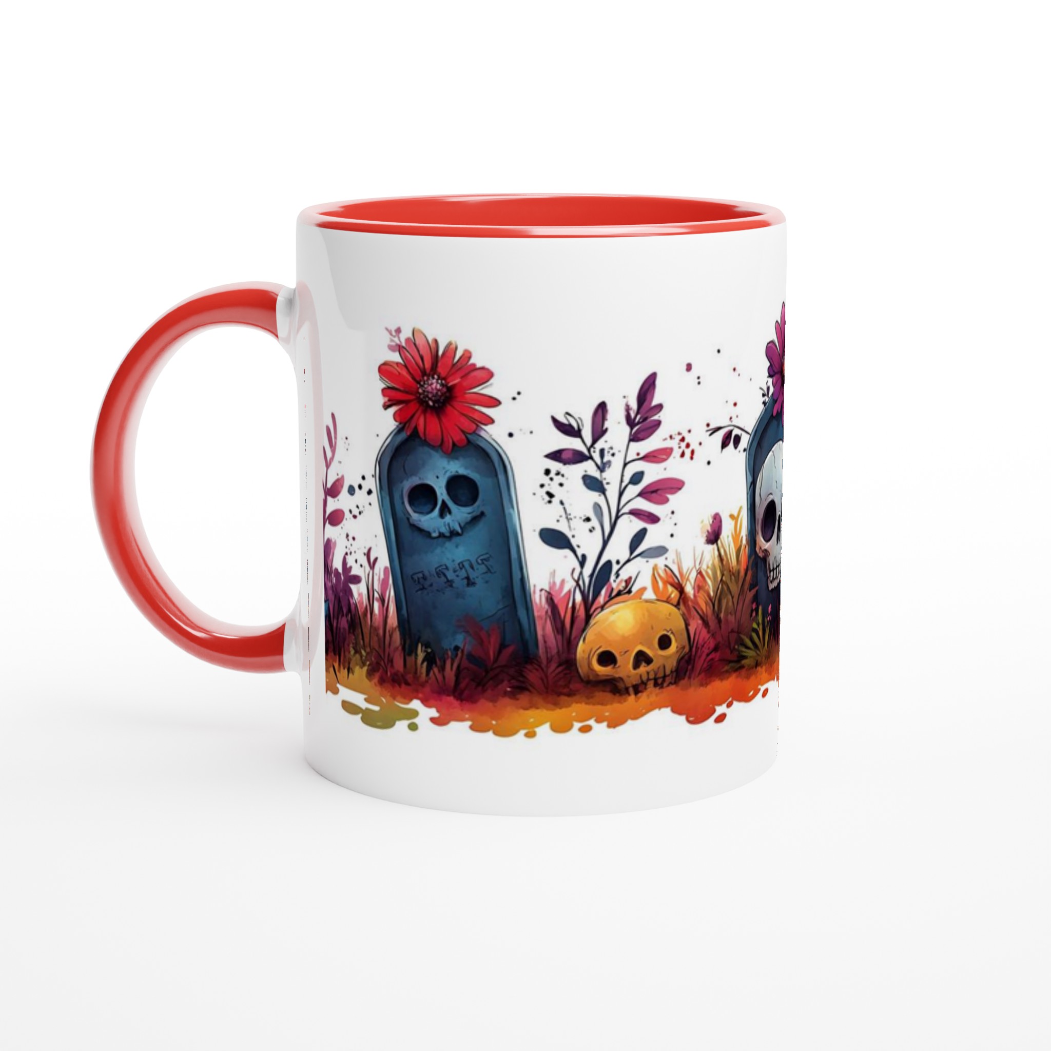 "Söta Skräcken" Keramisk Mugg - Gotisk Charm med Färgstarka Blommor & Skallar, 11oz Kaffekopp i Valfri Färg 5 7501ed68-8240-4e2e-a806-137eab6bf329