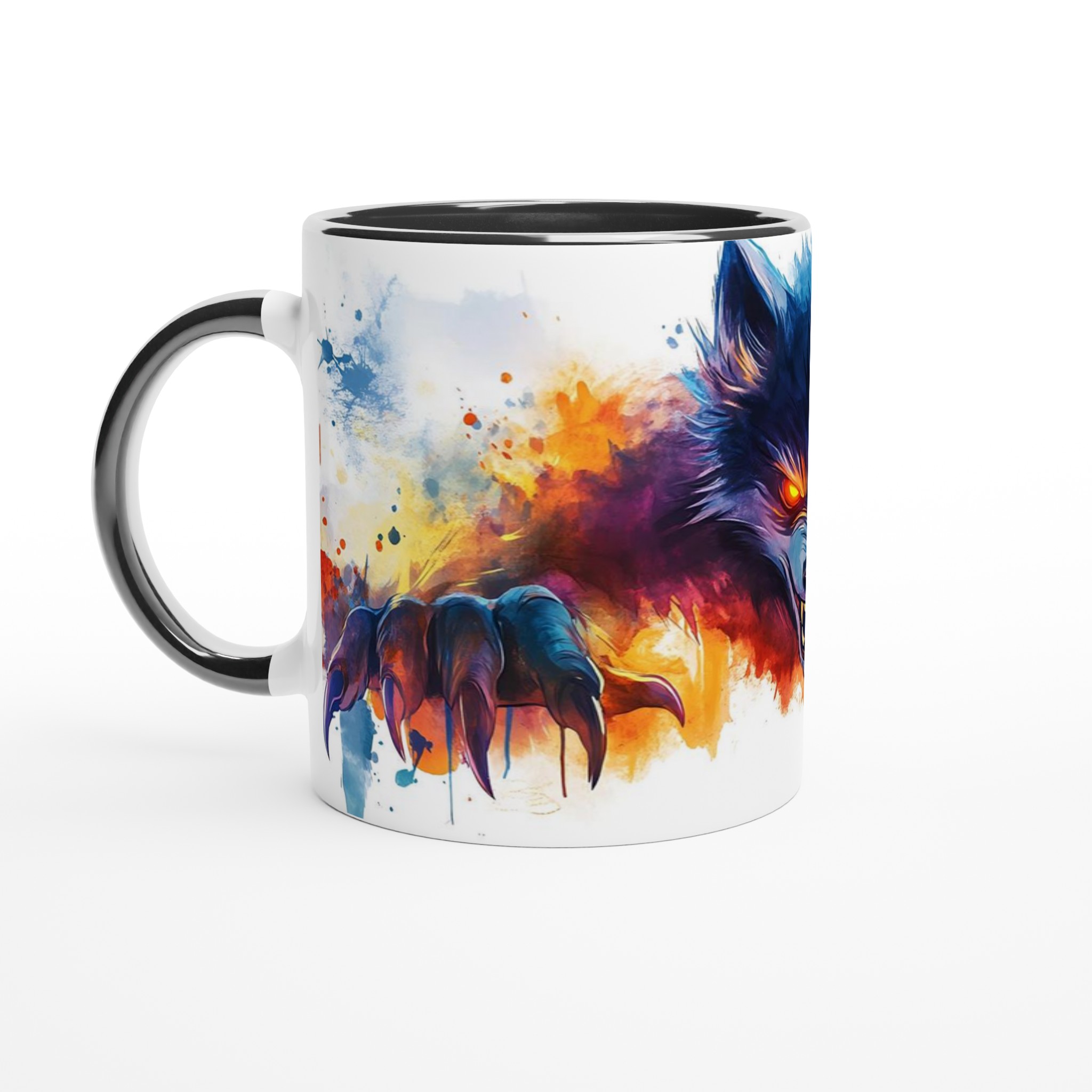 Mörk Varg Akvarell Mugg - Eldiga Ögon & Klor, 11oz Keramikmugg i ditt val av färg 4 75230514-4dd2-4a10-9588-5de793be9585