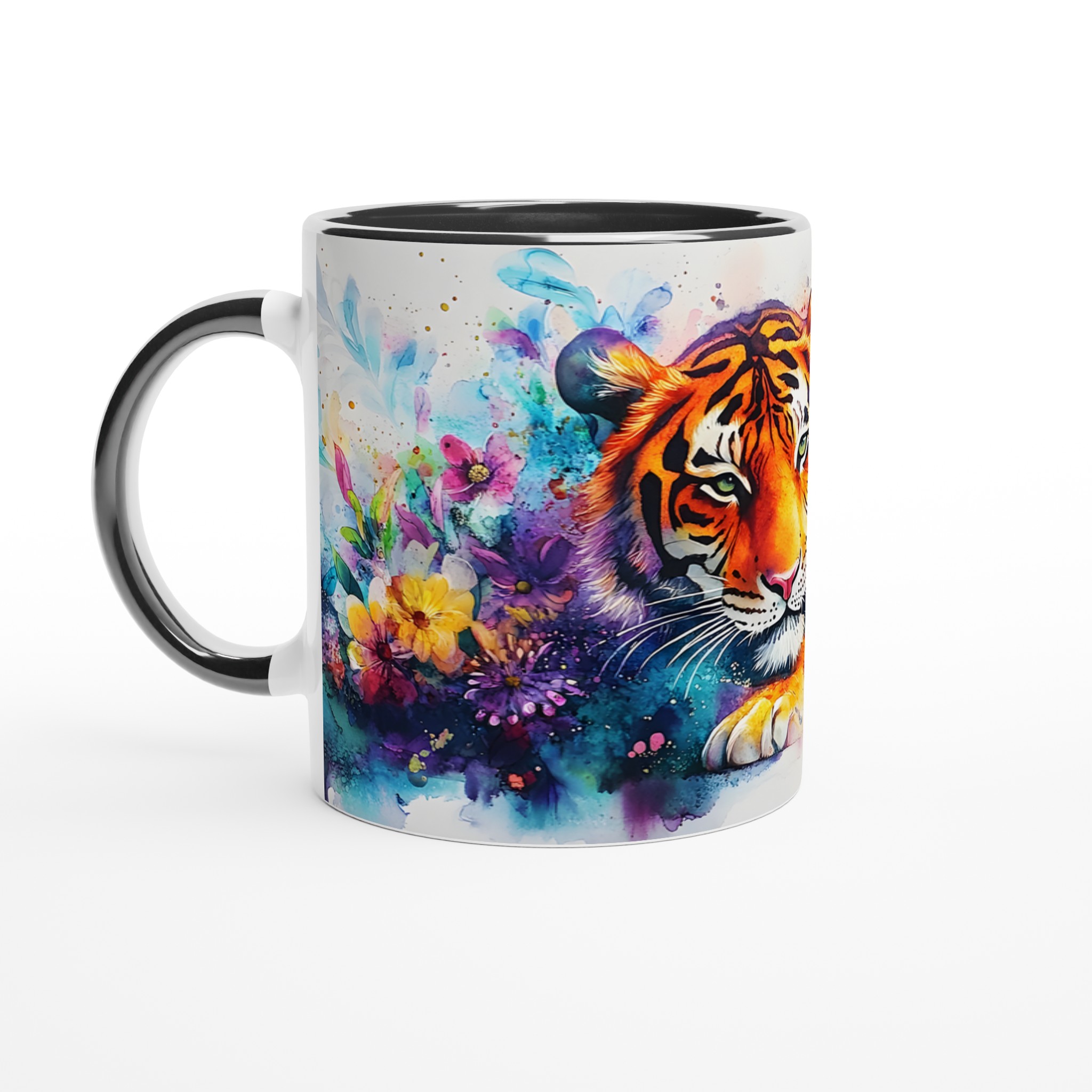 Mångfärgad Akvarell Tiger Mugg – Vibrerande Konst för Din Kaffestund, Välj Din Favoritfärg! 4 75276afe-64c6-47fd-a98e-e854ad6c0952