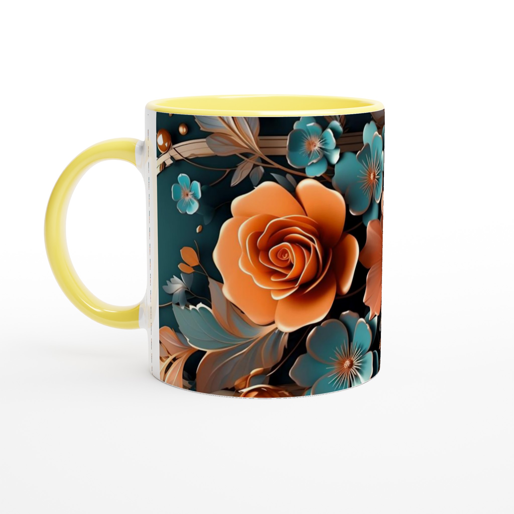 Elegant Floral Ceramic Mug – 11oz in Your Choice of Vibrant Colors 3 75494f4c-2be3-4624-9565-2bca8e8b671c