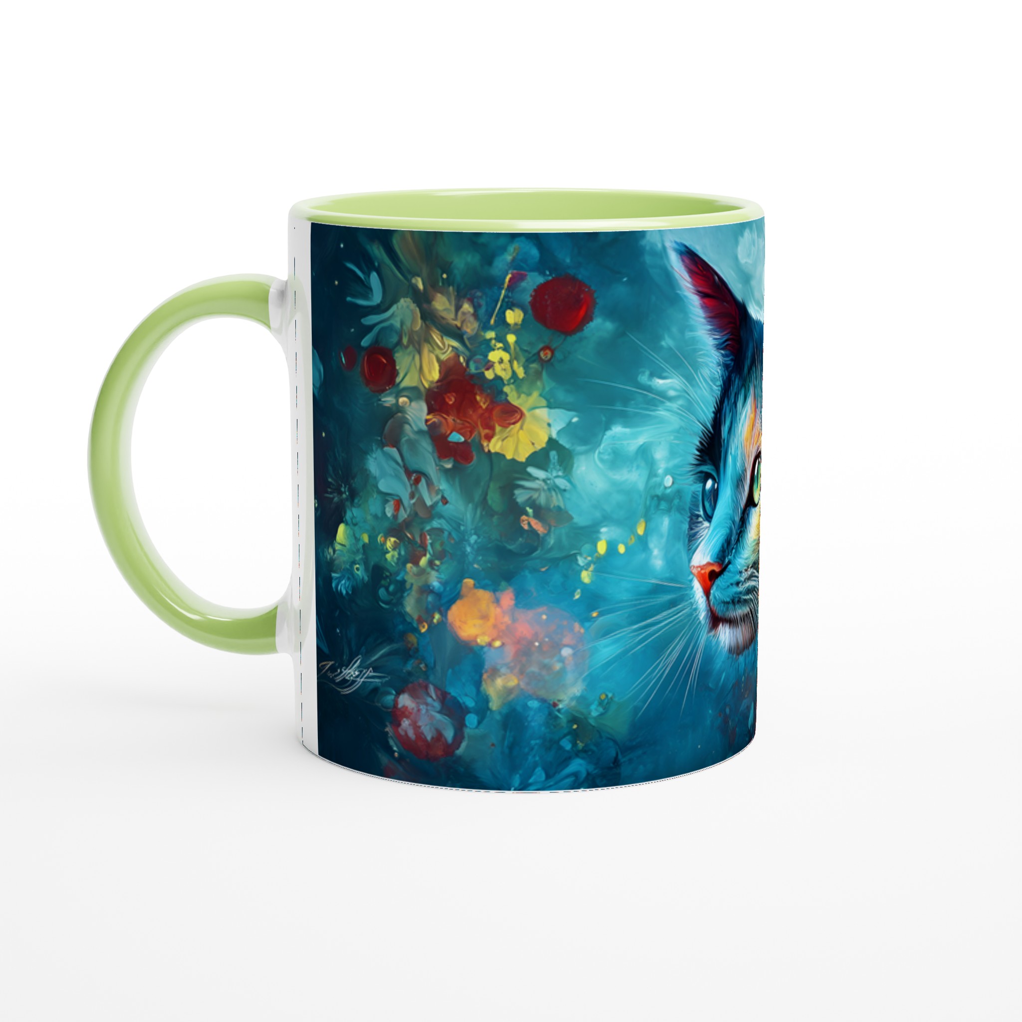 Färgsprakande Kattkonst Mugg – 11 oz Keramikmugg för kaffeälskare i sju levande färger 7 75496792-6e2f-49dc-ab4a-c75fb19124f0