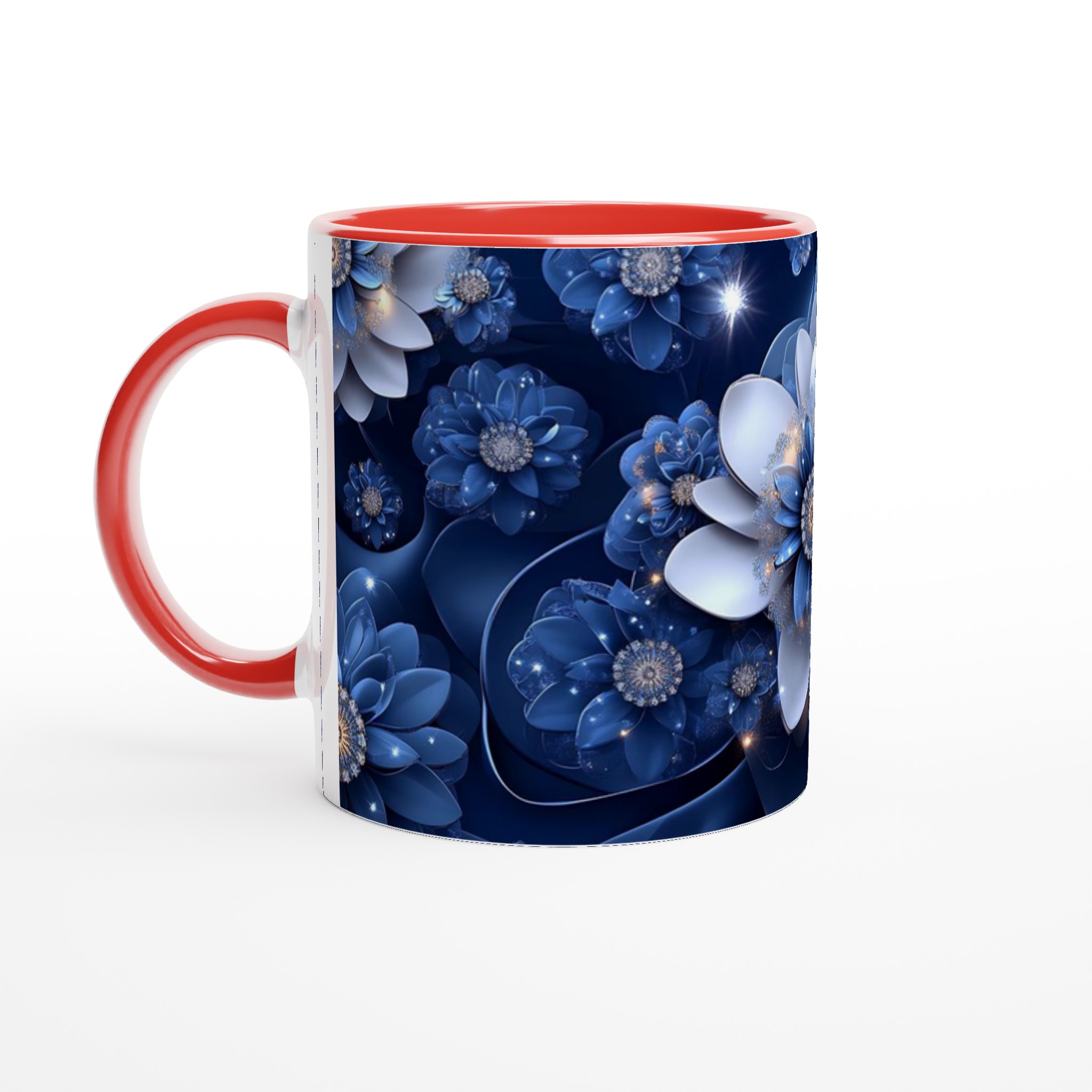 Glittrande Midnattsblå Blomma Keramisk Mugg – 11oz, Välj Din Färg! 5 7574ca13-ebfa-421e-b4d7-8673912035f6