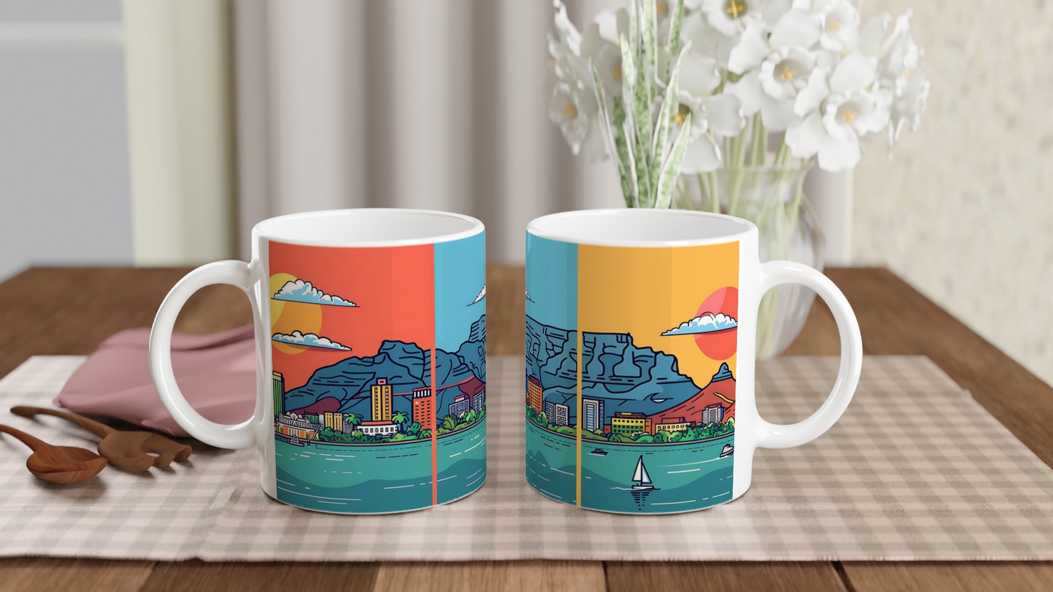 Cape Town Skyline Kaffemugg – Färgstark och Livfull Illustrerad Keramikmugg 10 759e699c-880e-4554-bca5-3c5401618bbf