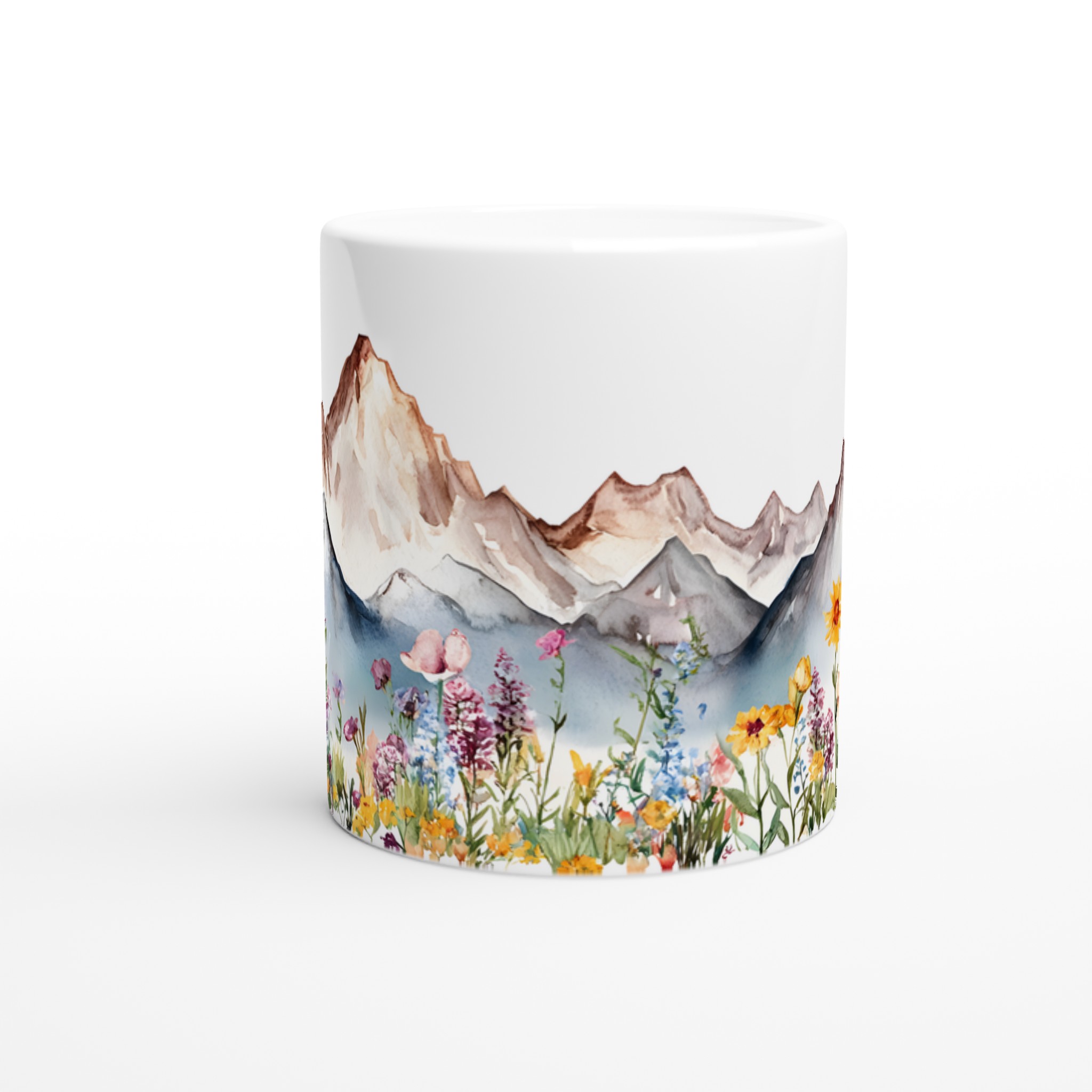 Akvarell Berg & Vildblommor Keramikmugg – Konstnärlig 11oz Kaffekopp i Flera Färger 8 75ad01c9-5edd-402a-957c-7ae11ff69971