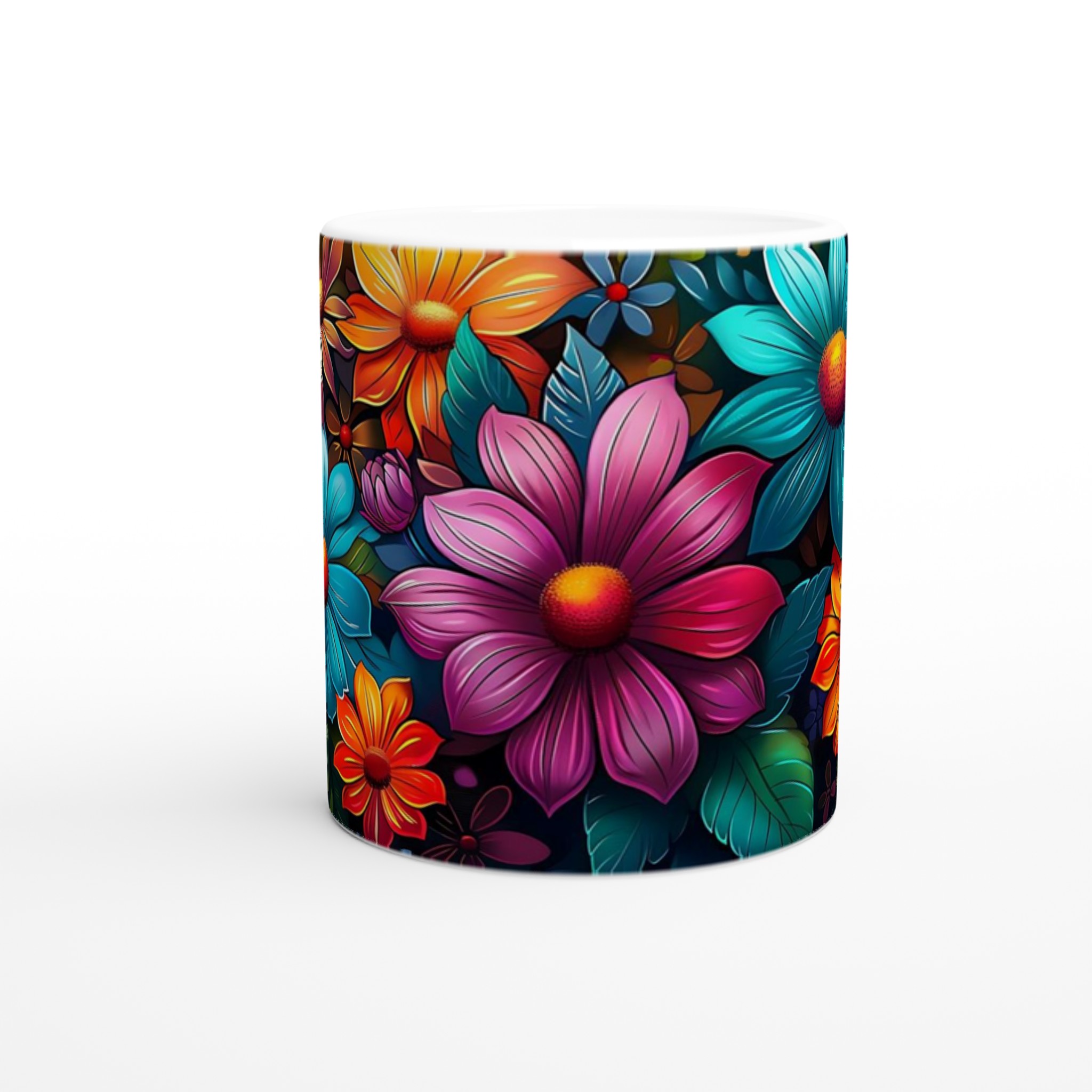 Färgsprakande Blomstermugg – 11oz Keramisk Kaffemugg i Ditt Val av 7 Livfulla Färger 9 75b6b983-f5c5-46ff-8057-54d96edd4ff7