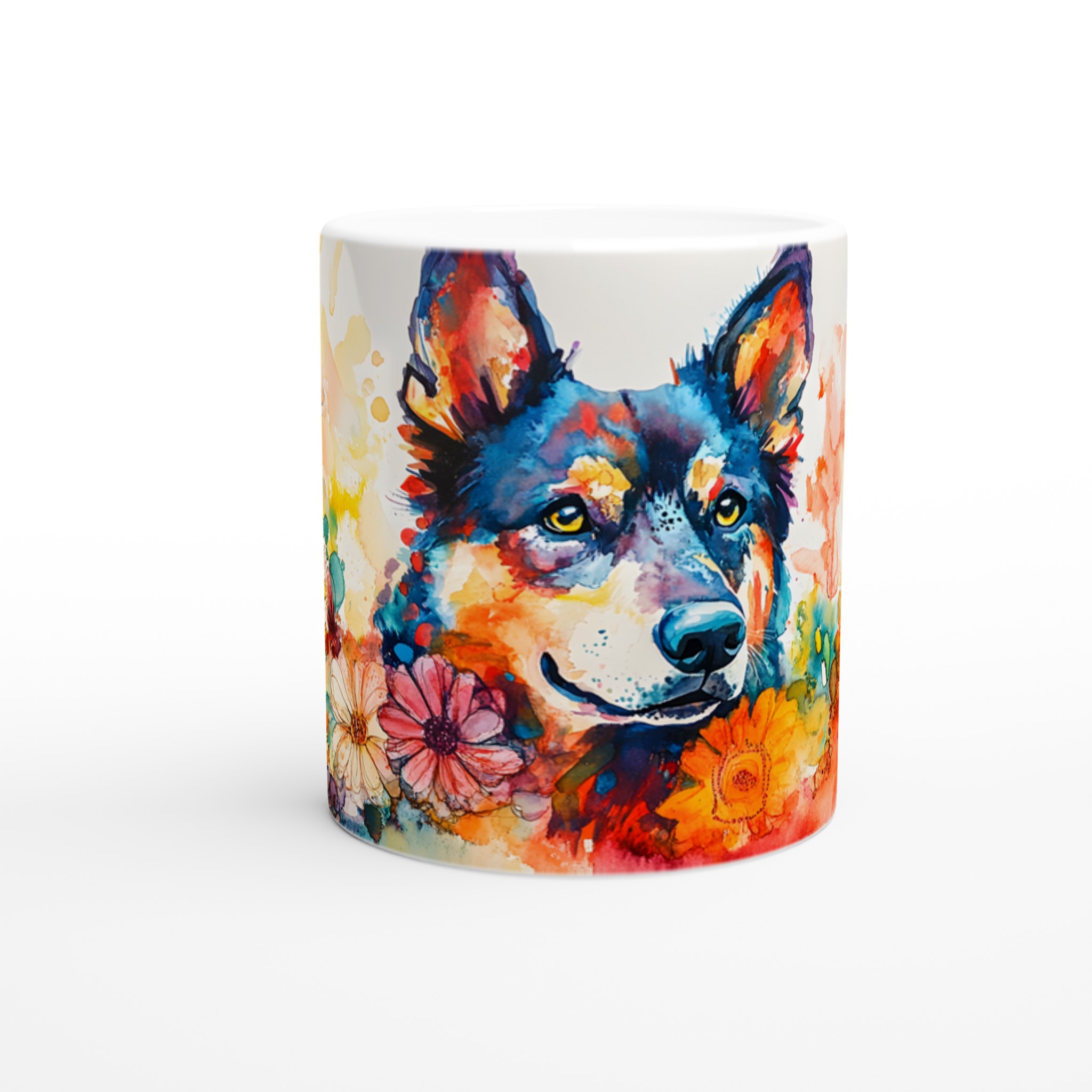 Konstnärlig Akvarellhundsmugg - Färgsprakande 11oz Keramisk Mugg för Djurälskare 8 75bf3d27-bdb1-44de-b231-570312dd78fc