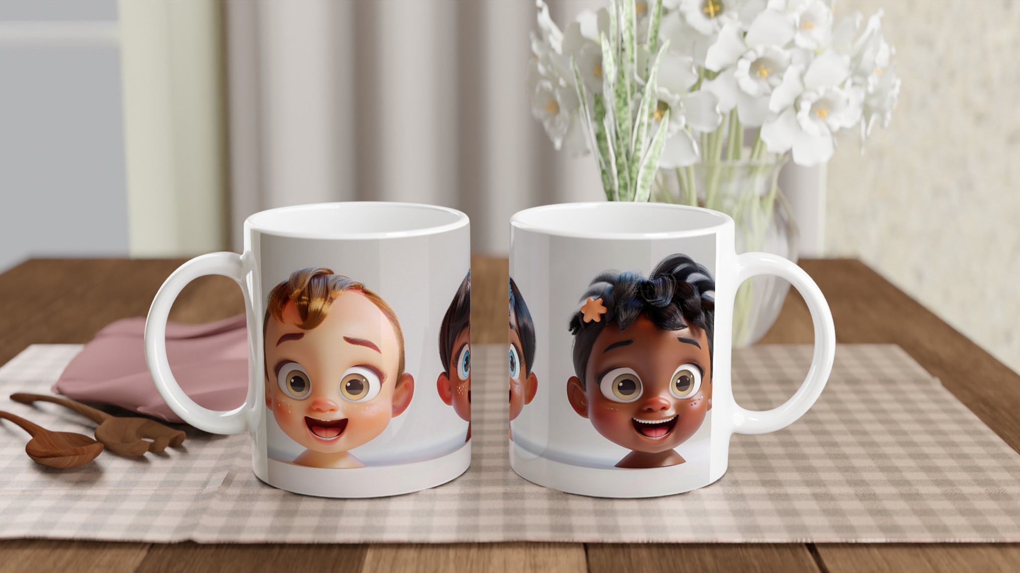 Glad Kaffemugg med Lekfulla Barnansikten – Välj din Färg i 11oz Keramik 10 75f4dca6-5f39-4d0e-8b76-93e9efd80248