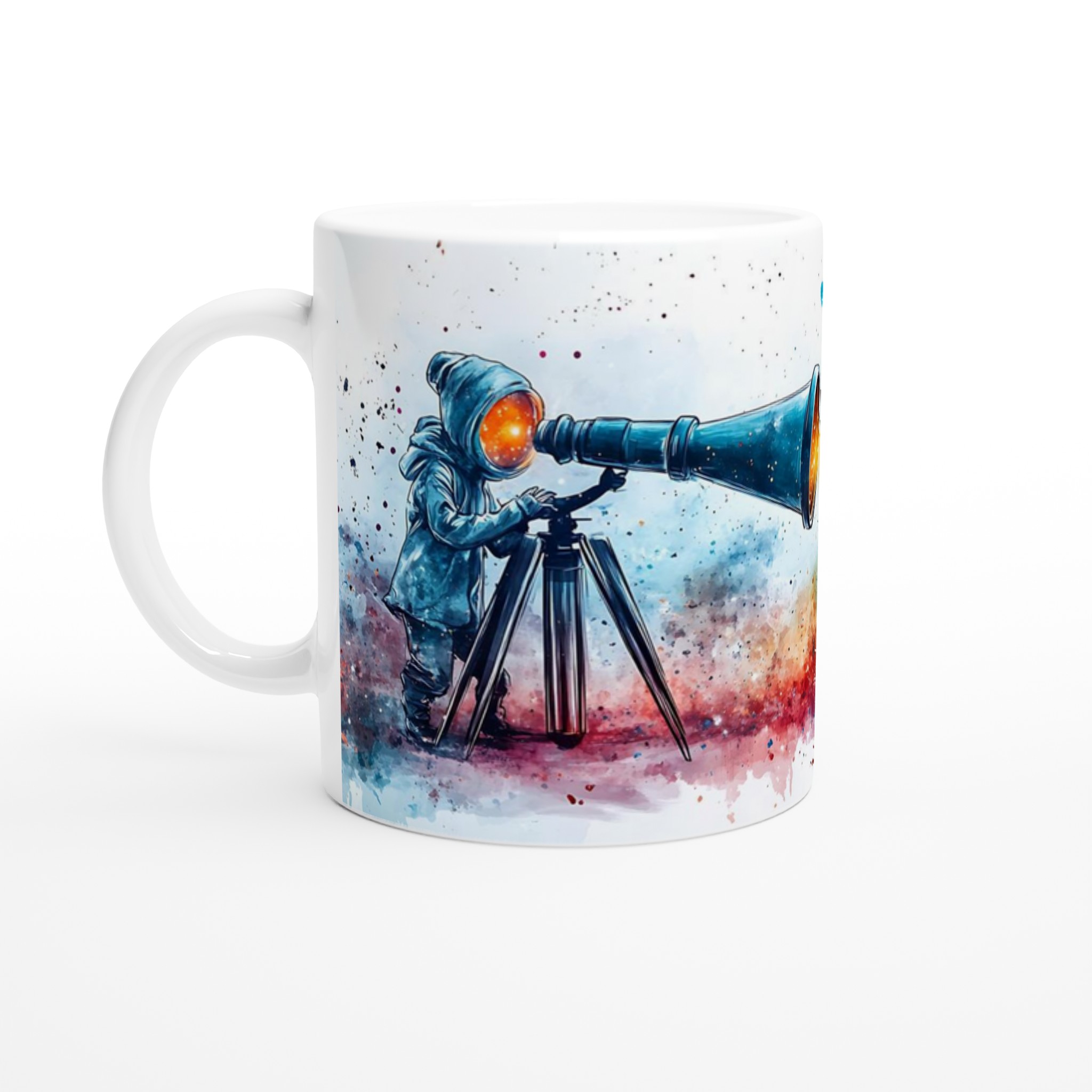 Mystisk Halloween Mugg: Barn med kikare & Lysande Pumpa – Vattenfärgsstil Keramisk Mugg 1 75f583dc-f823-49e1-9dff-f5a3b05b92a2