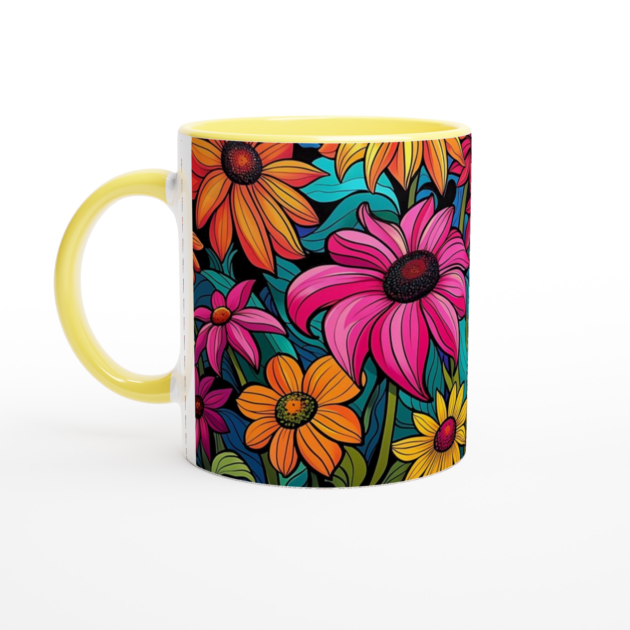 Färgexplosion: Konstnärlig Blommig Keramikmugg – 11 oz i ditt val av 7 livfulla färger! 3 75fdee7f-e041-4cdc-981a-c9e7e7b2902d