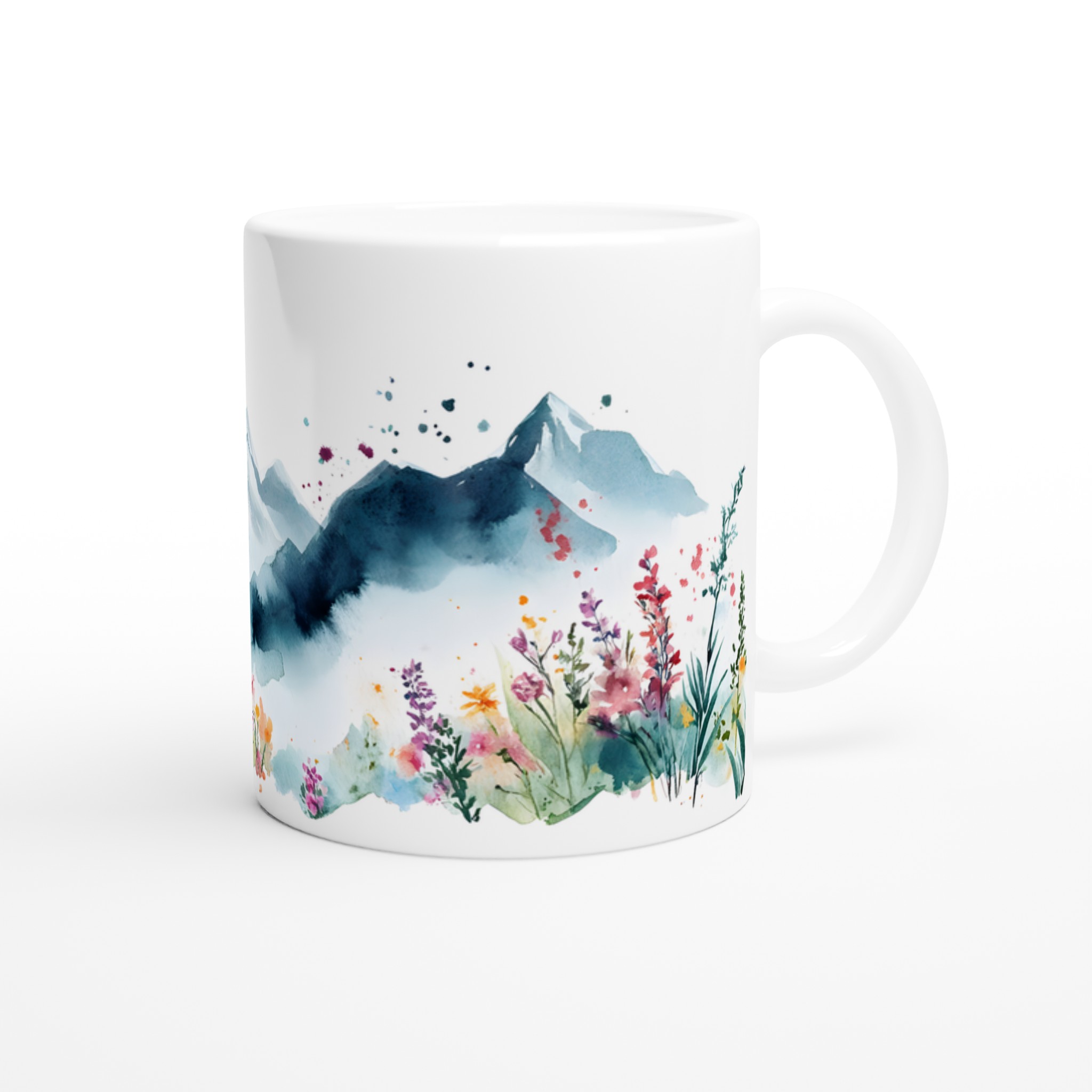 Akvarellberg & Vildblomma 11oz Keramisk Mugg – Njut av Naturens Skönhet i Varje Klunk 9 76072edd-f957-44eb-8f69-ed98aded567b