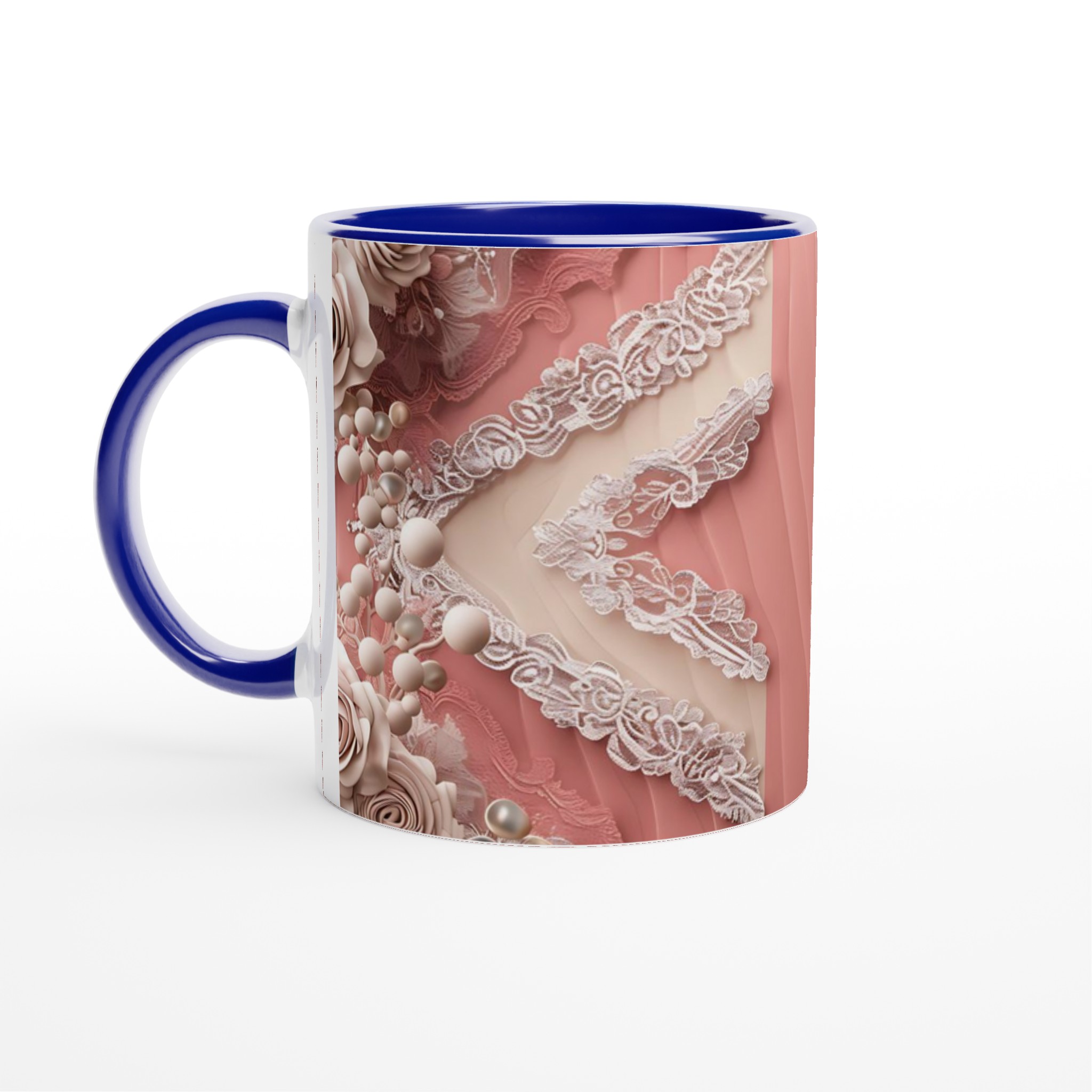 Vit 11oz Keramisk Mugg med Elegant Rosornament - Välj Din Favoritfärg 2 76271ef0-a79e-4251-8a02-84f8f64f5991