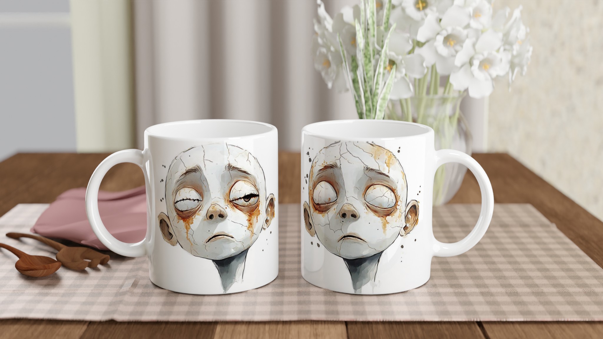 Unik "Zombiefierad Barndom" Keramisk Mugg – Konstnärligt Tryck för Din Favoritdryck, Välj Din Färg! 10 7634f6cd-af4d-4e78-bea8-78b1f5d0cbf1