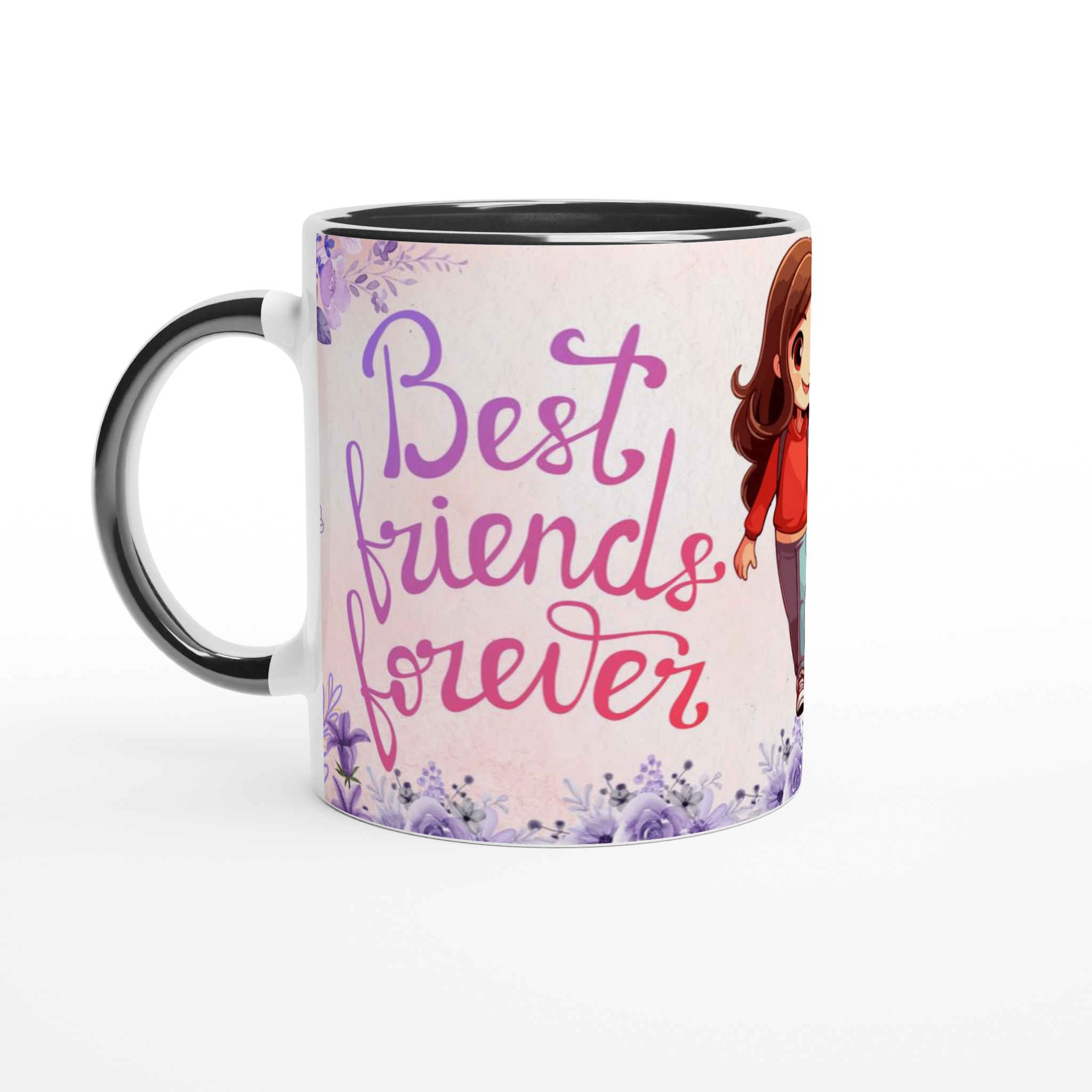Vit 11oz keramisk mugg med charmigt bästa vänner-motiv i mjuka pastellfärger 4 7639ae9d-6cf4-440c-8a51-afc427717a9e