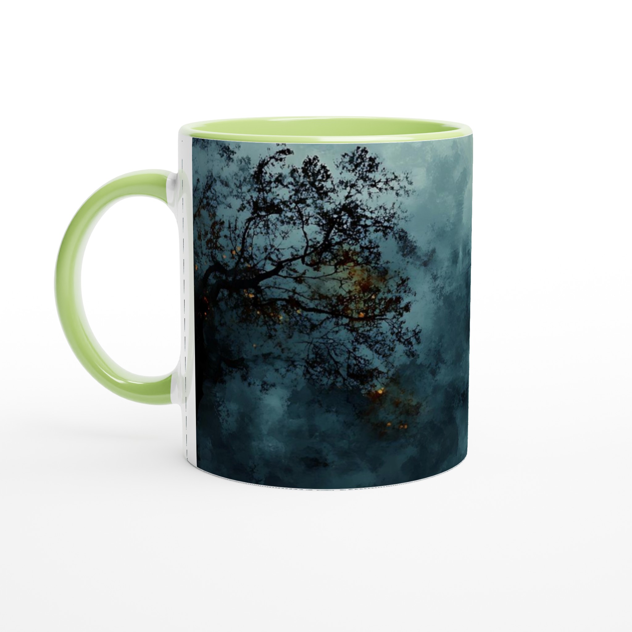 Mystisk Gryning 11oz Keramisk Mugg - Drömsk Stadsmiljö i Dimmiga Blåtoner 7 7655b1c0-d7c4-43d1-a9a1-92fb4774695b