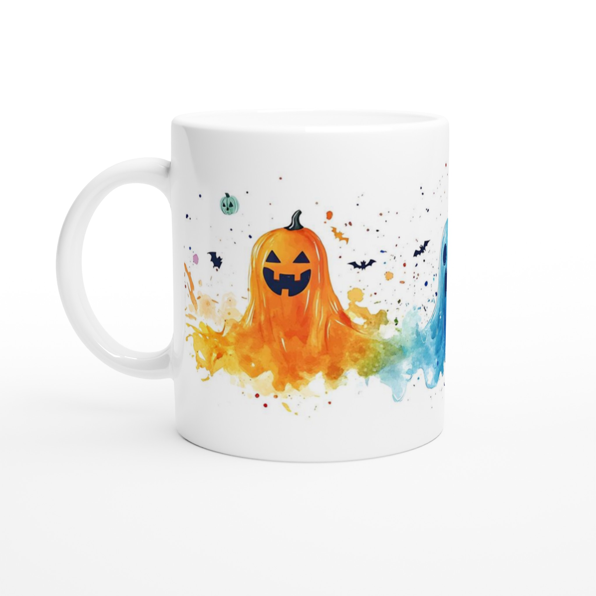 Spöklikt Söt Halloween Mugg - Akvarell Pumpa & Spöken i Flera Färgval 1 76586b98-6dd1-440b-8f10-82ba0d2eca66