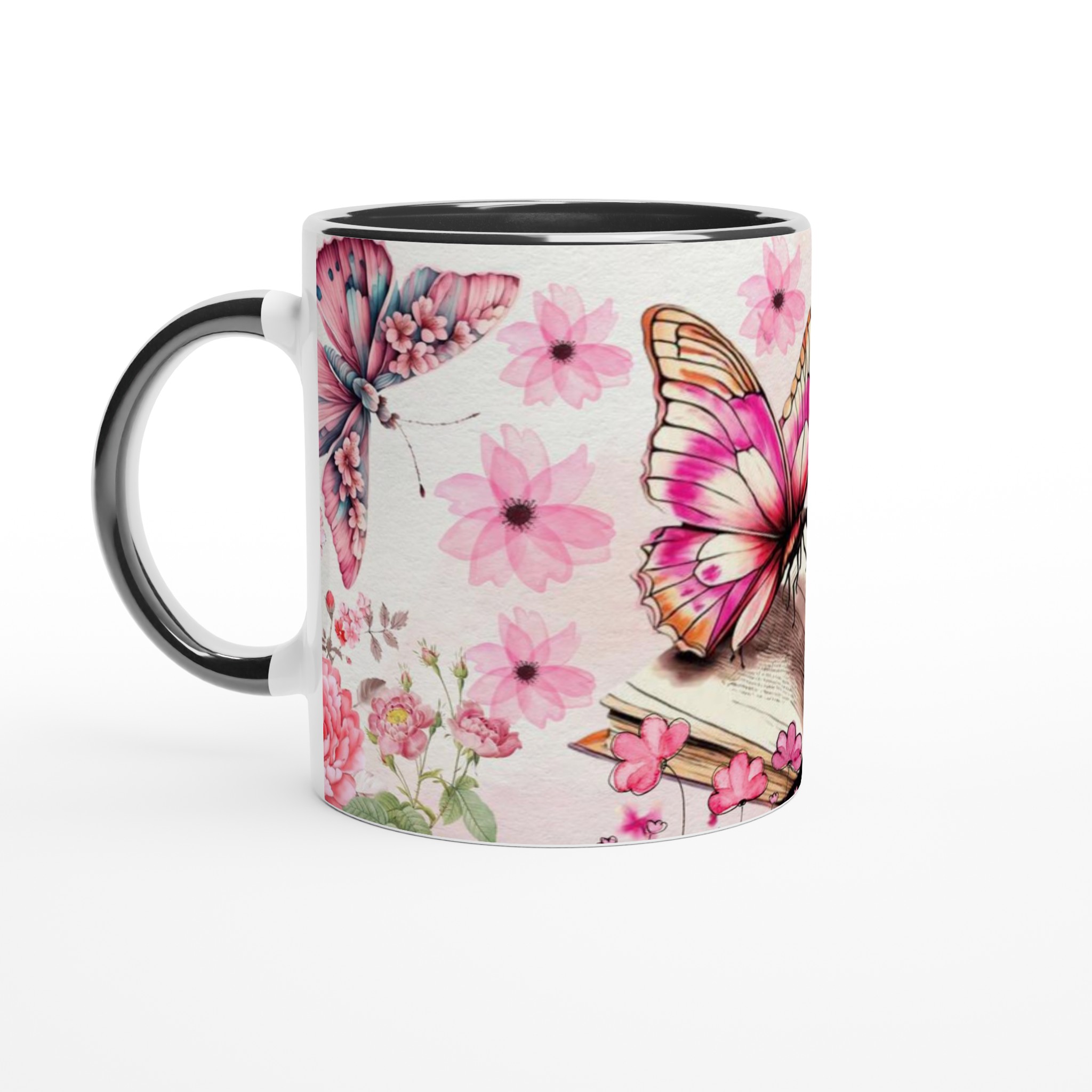 Vit 11oz keramisk mugg med blomstrande fjärilsmotiv – välj bland flera färgstarka keramiska nyanser 4 76759552-4030-404d-83f3-a89ff0a3d0cb