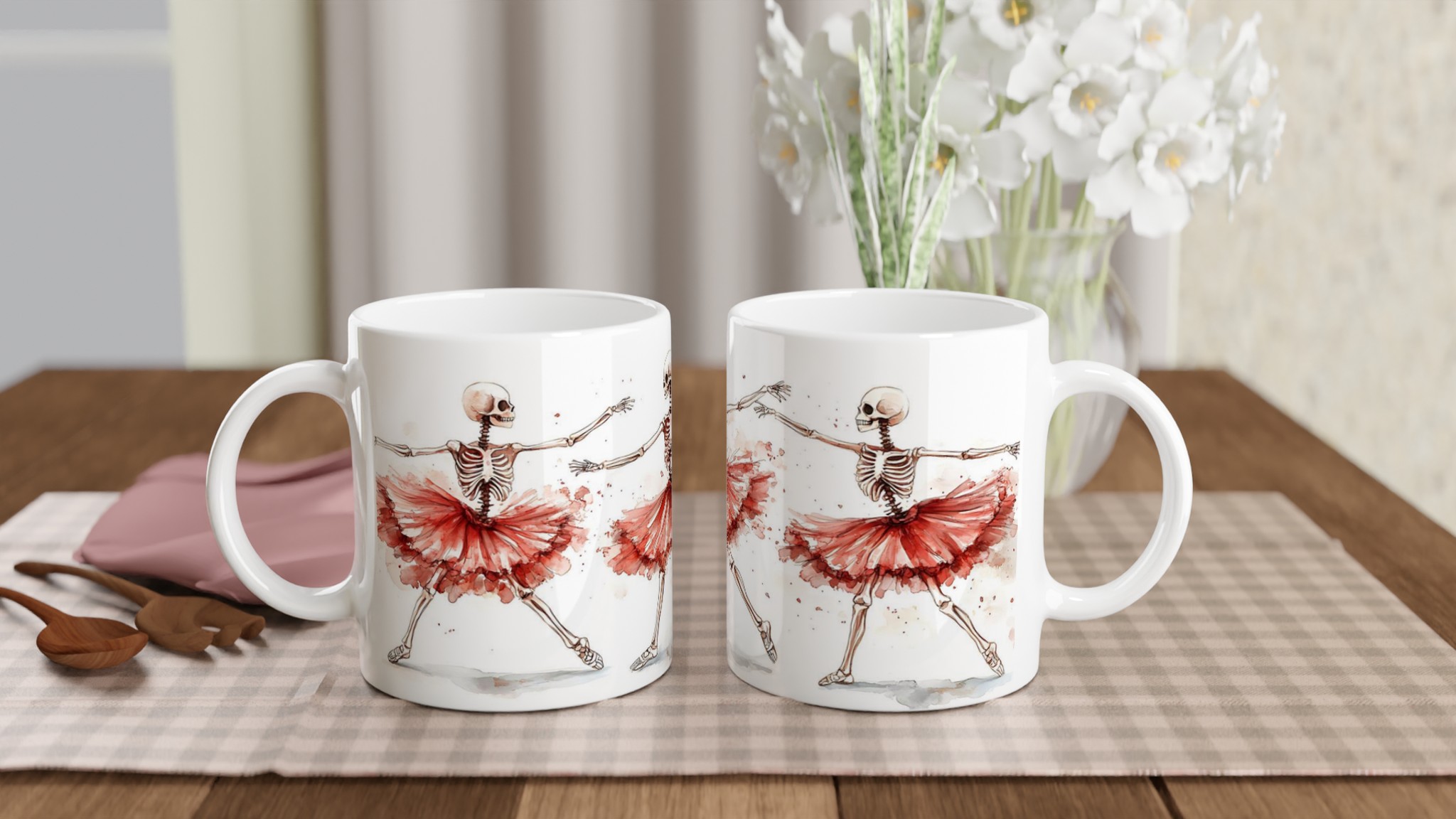 Dansande Ballerina Skelett Mugg - Vattentät Akvarell Stil - Välj din färg 10 767a4c19-199d-43a3-8a92-f9bd009e6ae7