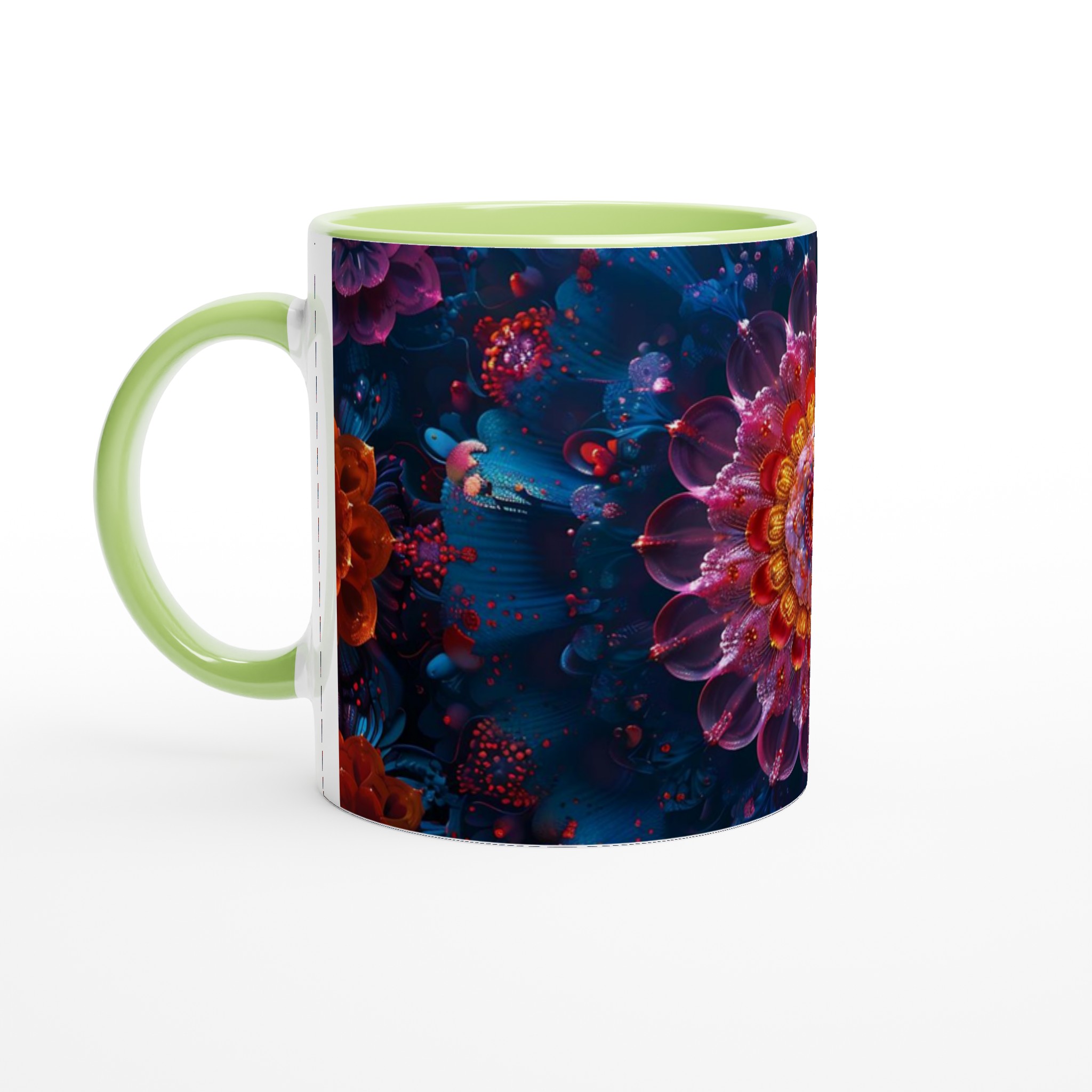Kosmisk Blomstermugg – 11oz Keramisk Mugg med Hypnotisk Floral Design i Valfri Färg 7 7698ca88-2115-41e8-9c32-d6770ed1ce41