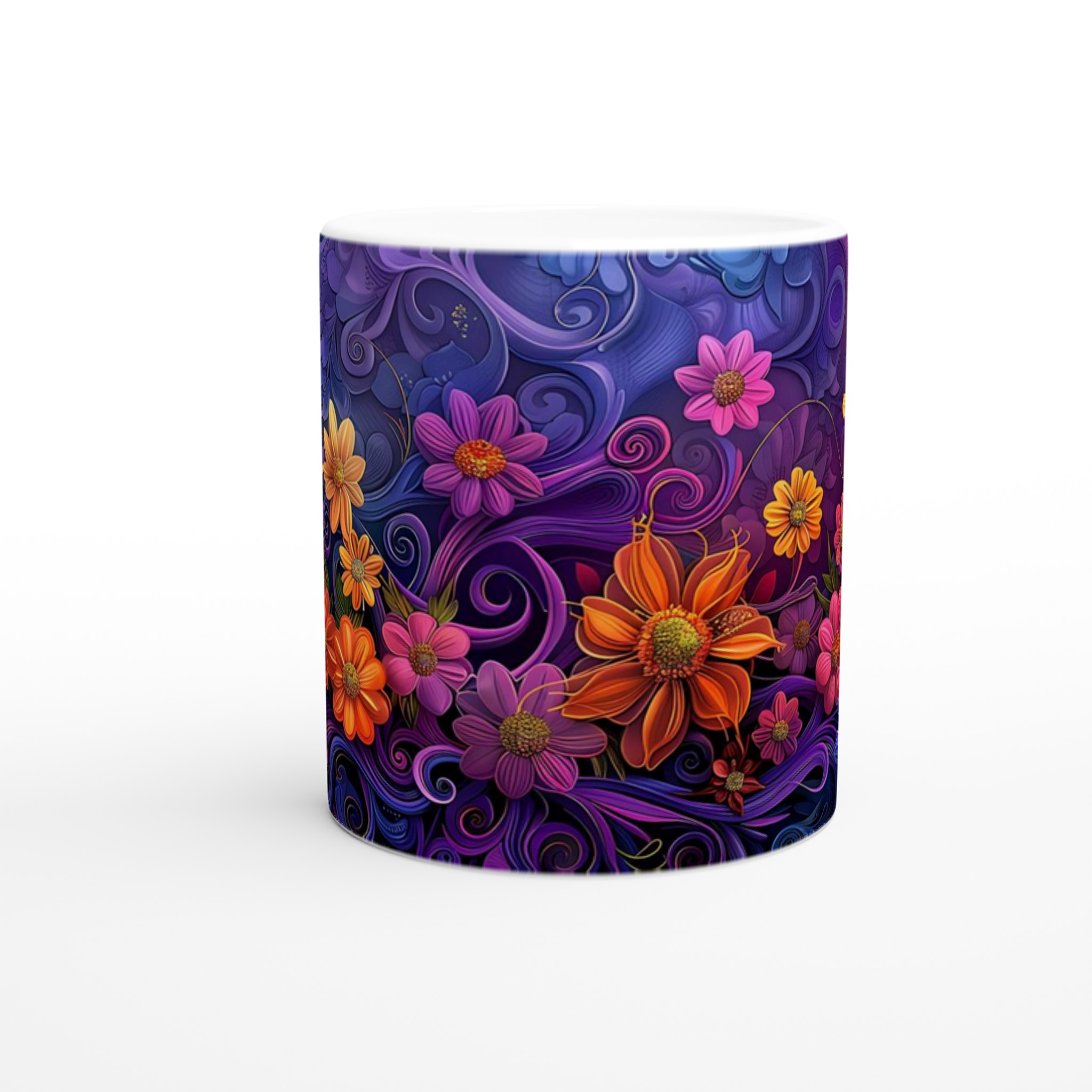Färgexplosion: Konstnärlig Blommig Keramikmugg - 11oz, Välj Din Favoritfärg! 8 76c0439e-3eca-4fe1-8f80-5d92fd78d21b