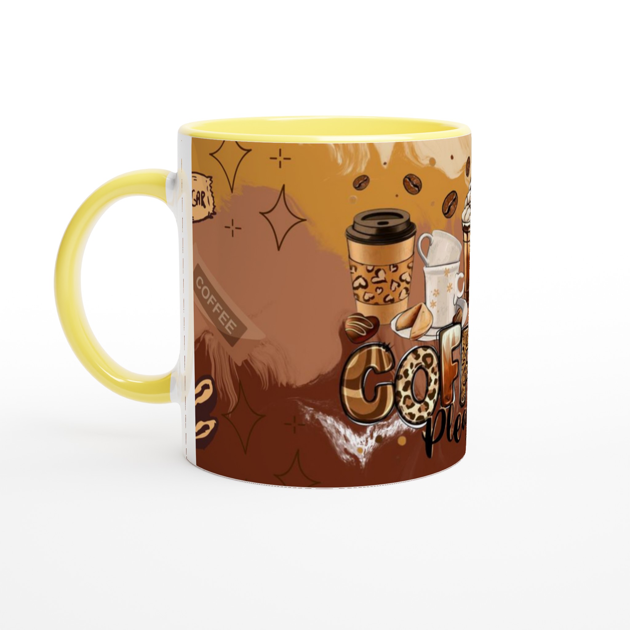Vit 11oz keramisk mugg med kaffeglädje i varma jordnära toner 3 76da1550-941b-4f26-a2ca-c2b19448a307