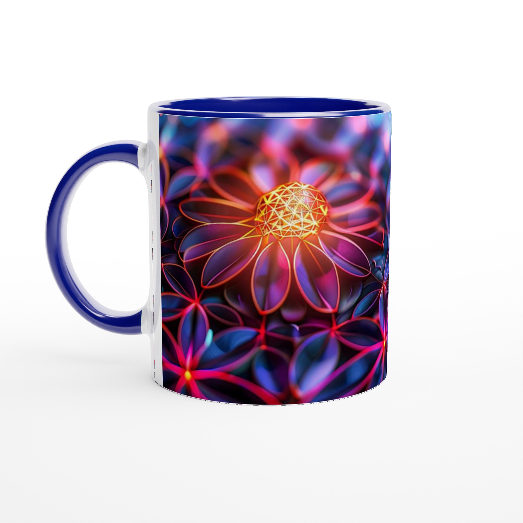 Abstrakt Fluorescerande Blommig 11oz Keramikmugg – Vibrerande Neon Konst för Din Dryck 2 76dc5624-c6ad-4e3b-aac8-f0071ded721c