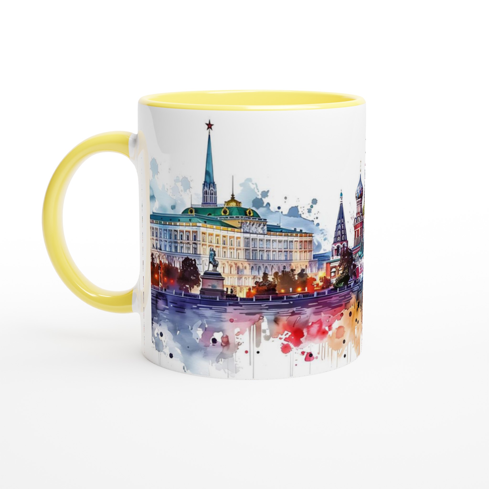 Abstrakt Moskva Vattenfärg Mugg - Livfulla Landmärken & Kreml Skyline 3 77457530-536f-4bd5-bd8f-38b09a420e02