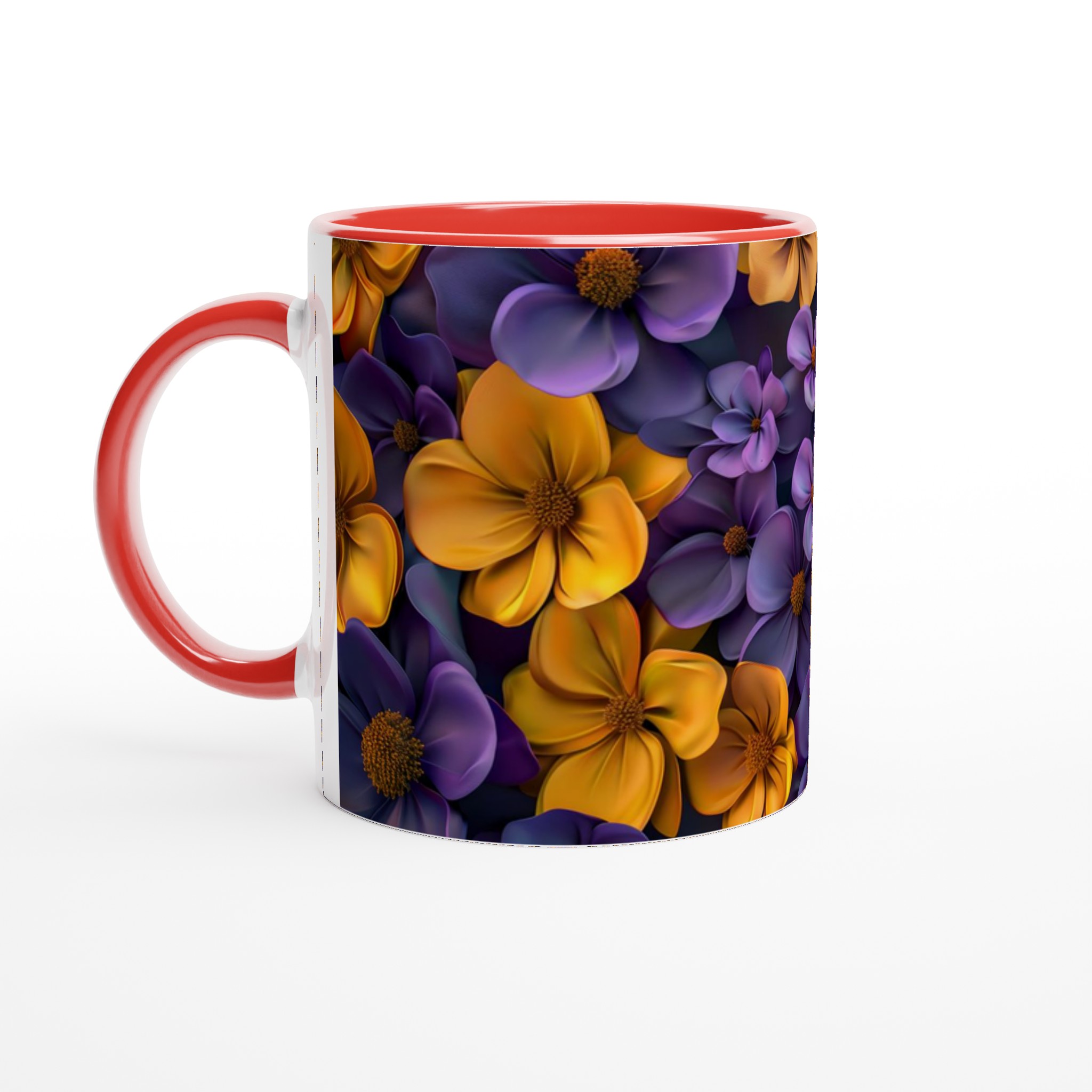 Ceramic Mug 11oz - Yellow & Purple Floral Blossom Design – Choose Your Ceramic Hue 5 776caa94-e88f-4366-93a8-17abbd7d321f