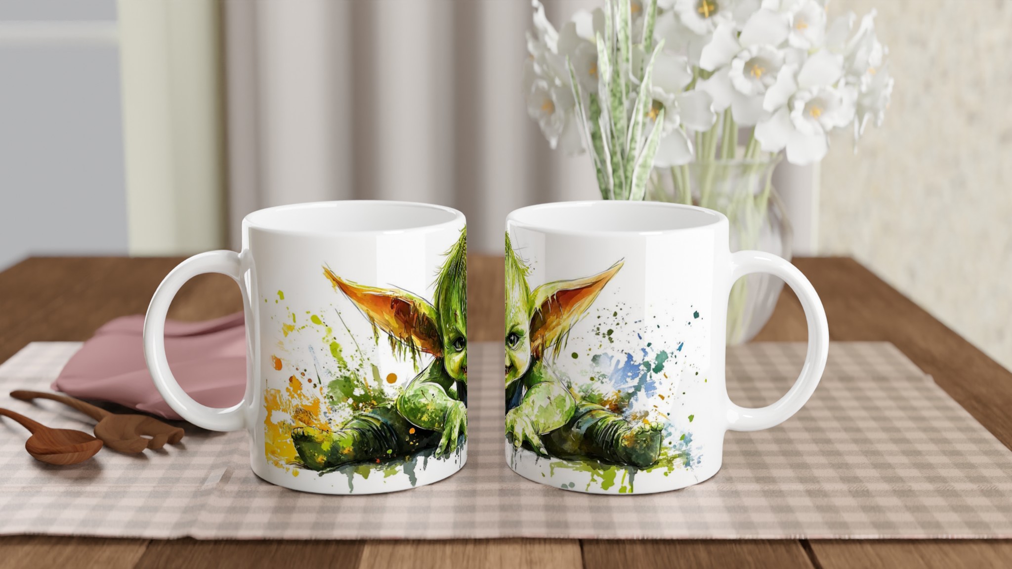 Grön Liten Äventyrare Keramikmugg – Utstickande Design i Akvarellstil, Välj bland 7 Livfulla Färger! 10 77d0b63f-f225-481f-9342-95226175fa93