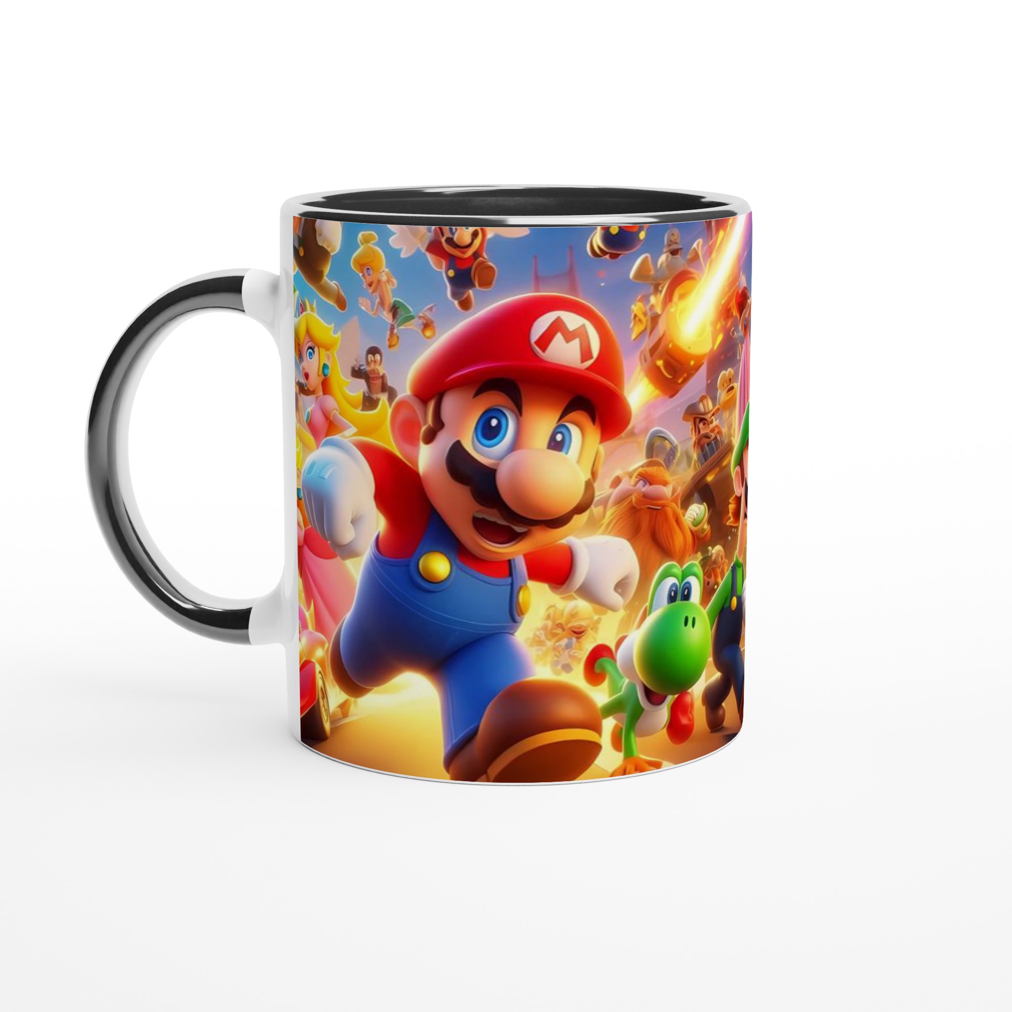 Vit 11oz keramisk mugg med levande, färgstarkt Super Mario-tema i din valda färg 4 77d326e8-f652-43b3-8b27-8194bba33d6a