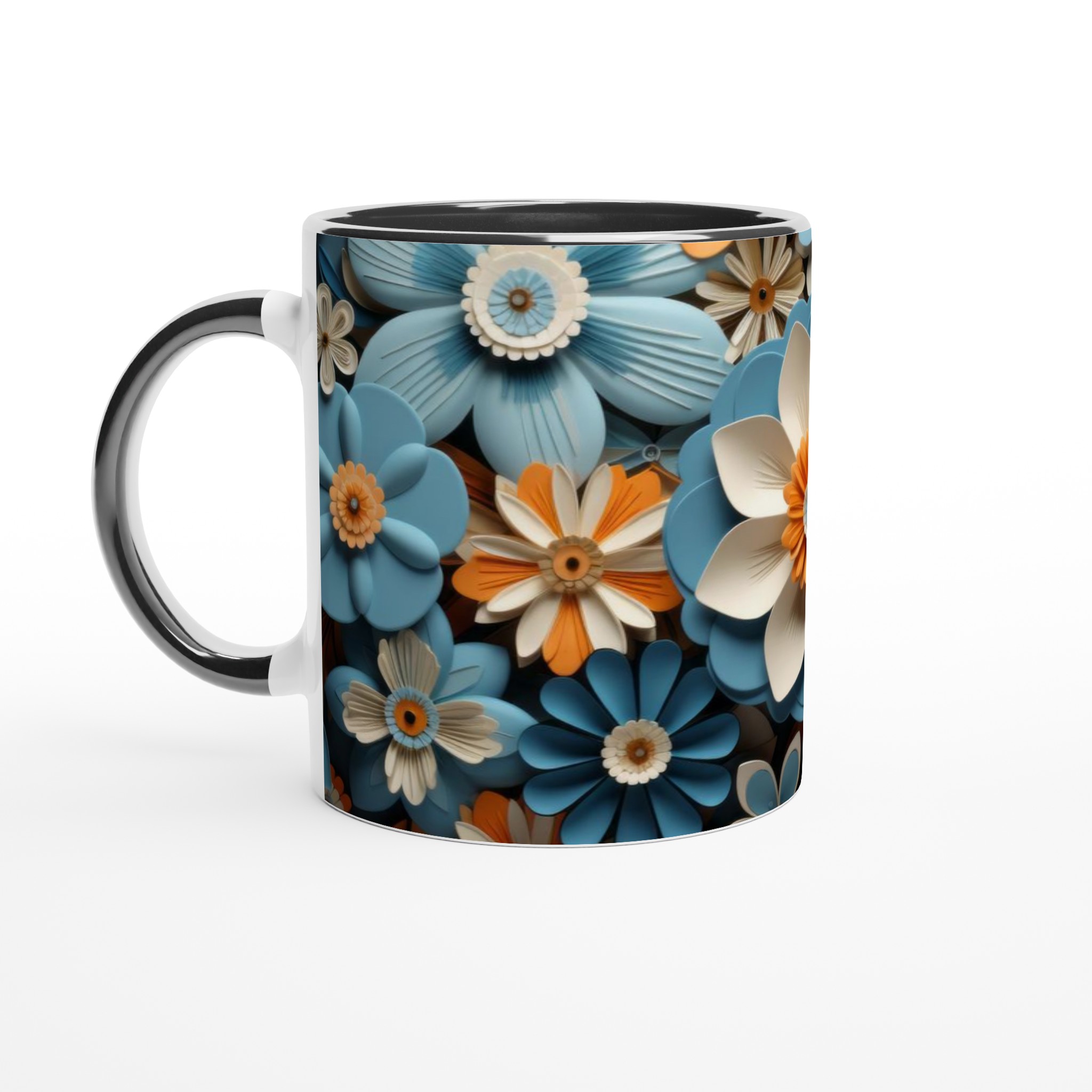 Vit 11oz keramisk mugg med levande blommönster – välj din färg och gör varje kaffestund unik 4 77d9e808-bcd8-44ad-a94a-7ae12cfbc965