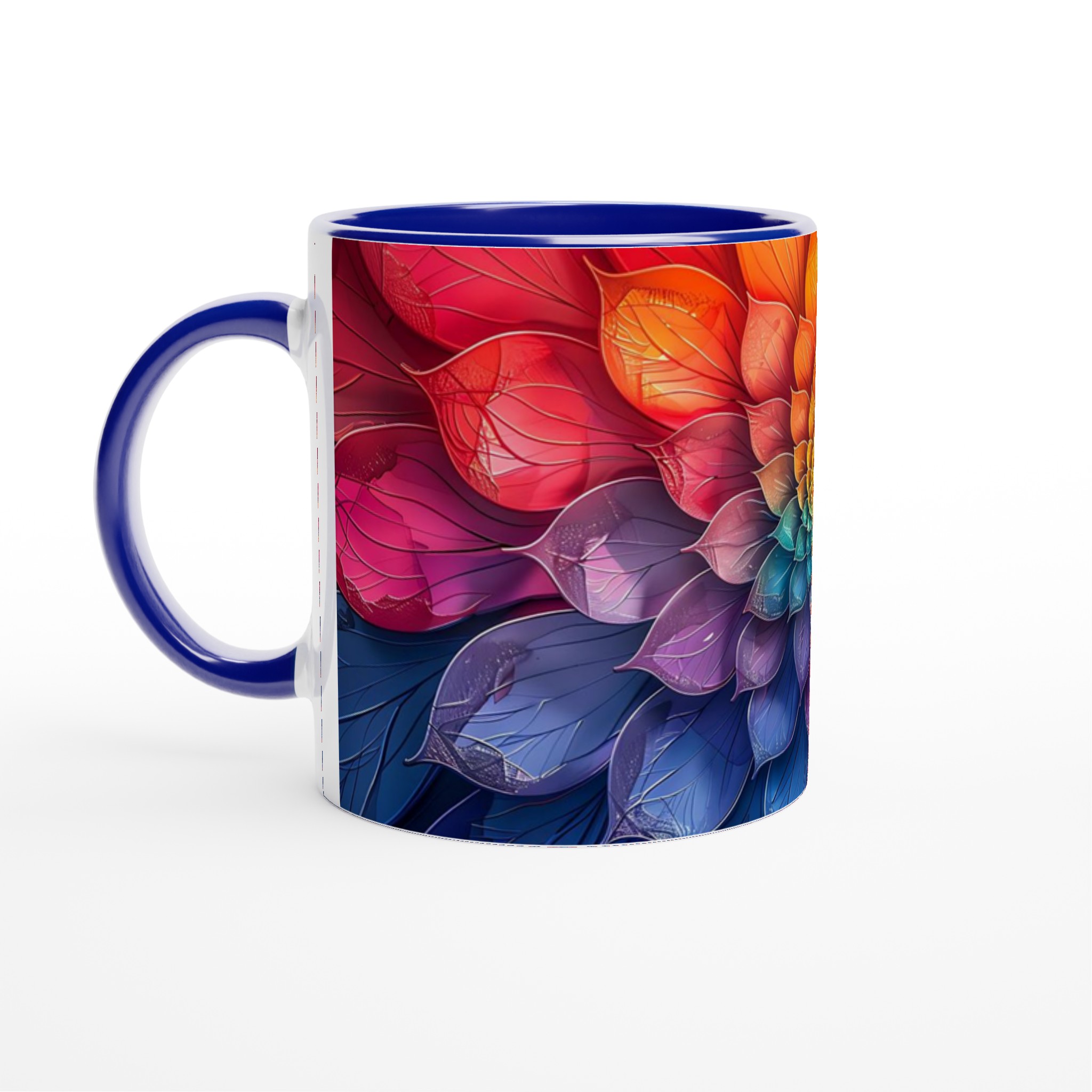 Färgsprakande Blommönster Mugg – 11oz Keramikmugg i ditt val av 7 livfulla färger 2 77ed84c3-a2b2-46db-a1d4-e00a558d8308