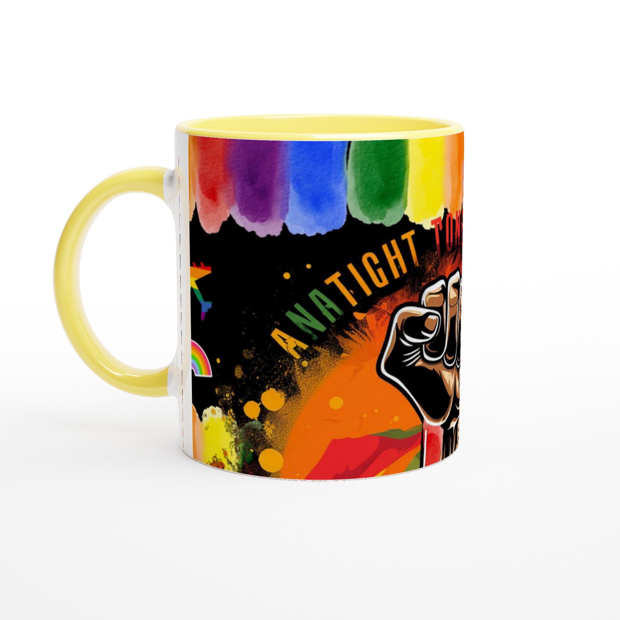 Vit 11oz keramisk mugg med färgstarkt kraftfullt motiv och regnbågsinspiration 3 77f0a48f-5e46-476b-8261-48bba5161050