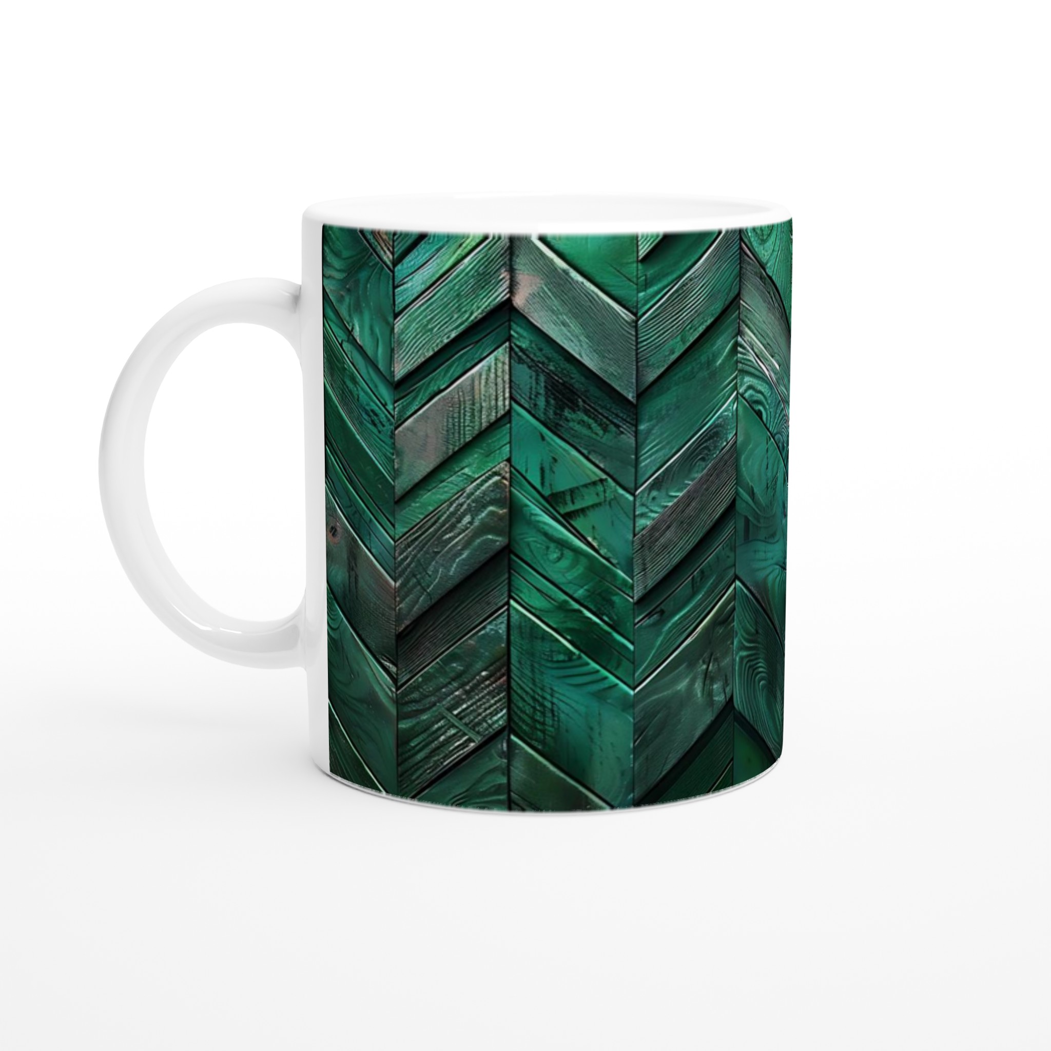 Vit 11oz keramisk mugg med djupgrön trädesign – välj bland sju eleganta färger 1 780e940f-c12d-4159-bde6-15b9a1b96000