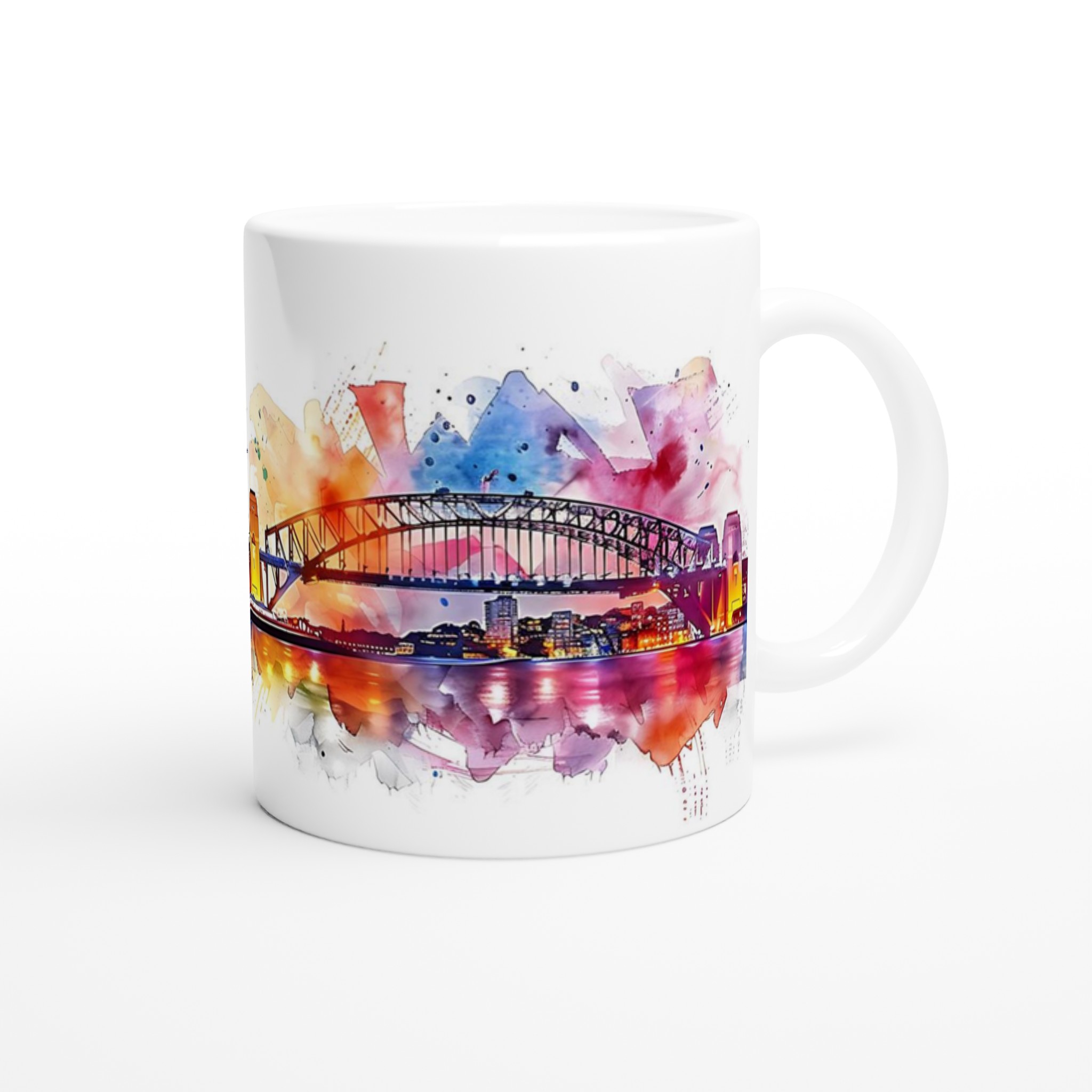 Sydney Skyline Akvarell Mugg – Färgstark Keramisk Kaffekopp 11oz 9 781da229-ffa5-477a-beaa-9b284fbadf9e