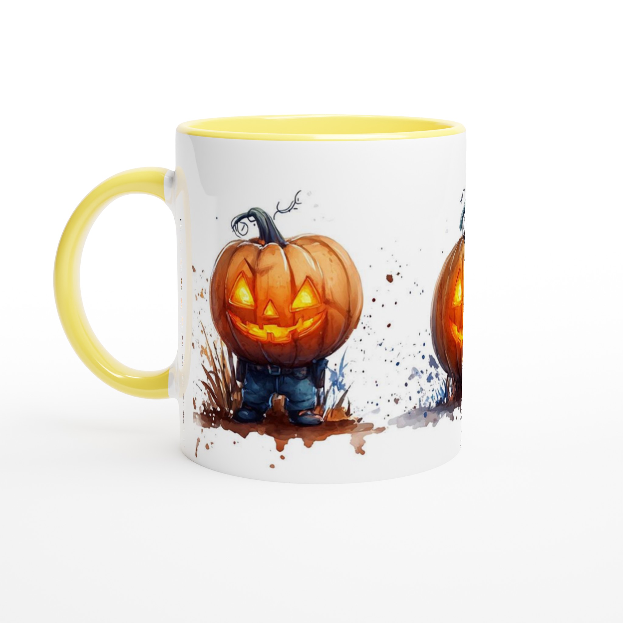 Utsökta Akvarell Pumpa Karaktärer 11oz Keramisk Mugg – Unik Halloween Design för Kaffe- och Temys 3 785f7a73-671c-4c7a-b6f9-bda8a3f874f5