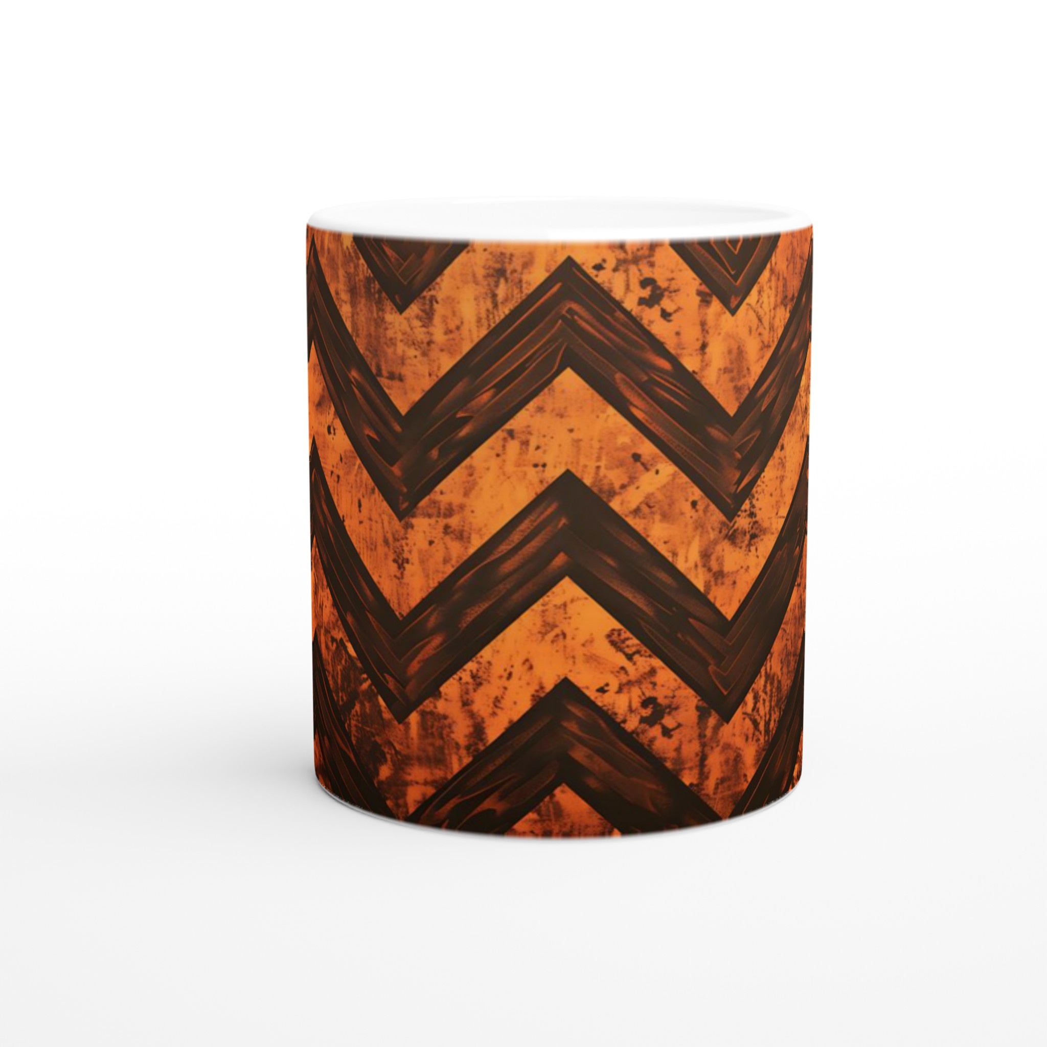 Vit 11oz keramisk mugg med djärvt orange och svart zigzagmönster – välj mellan sju levande färger 8 786203b0-69f4-407e-9d66-f530b1311fbb