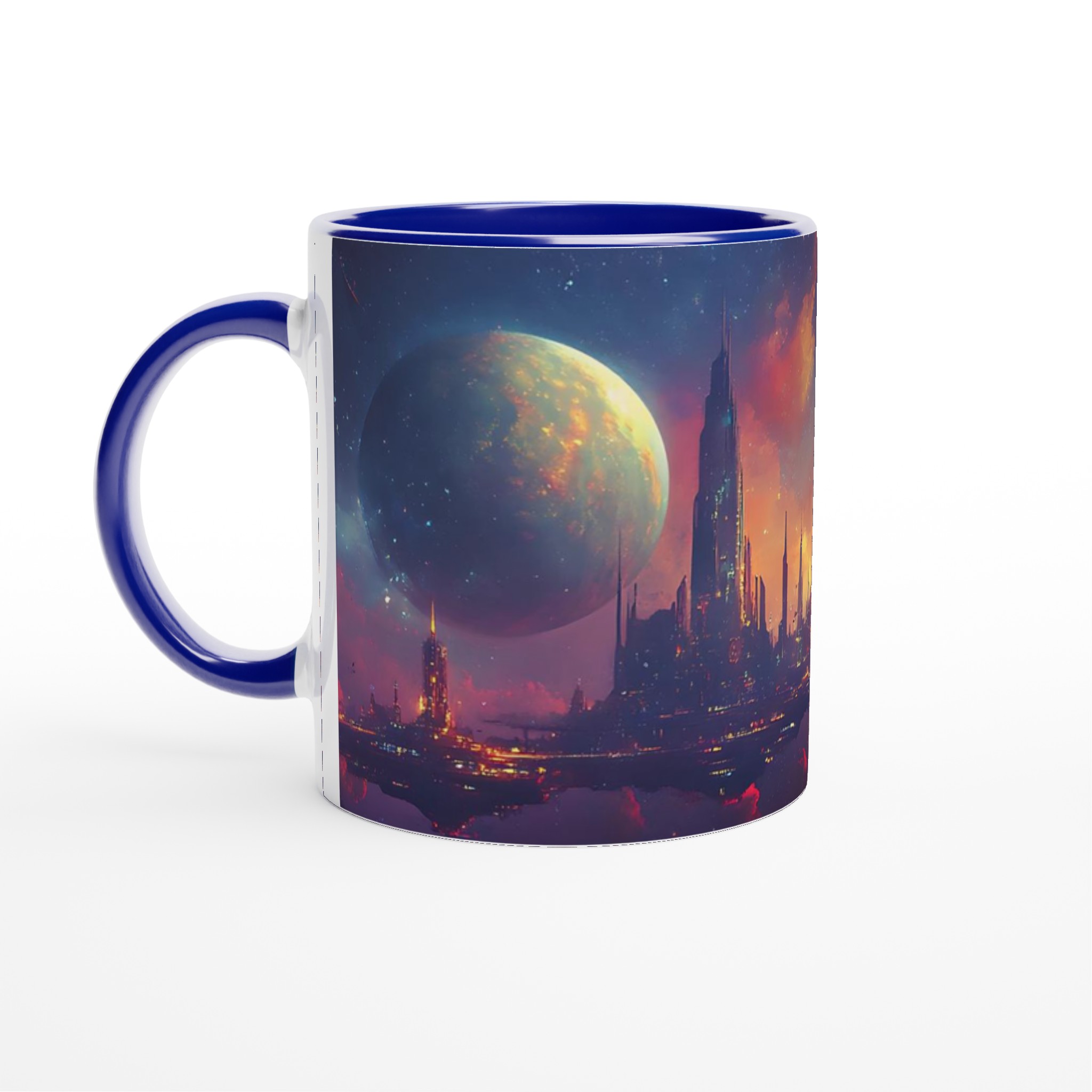 Futuristisk Stad vid Skymningen 11oz Keramikmugg – Drömsk Sci-Fi Vibe i Flera Färger 2 7882b7b2-2282-4c81-b0a8-11a8c5c0d1c1
