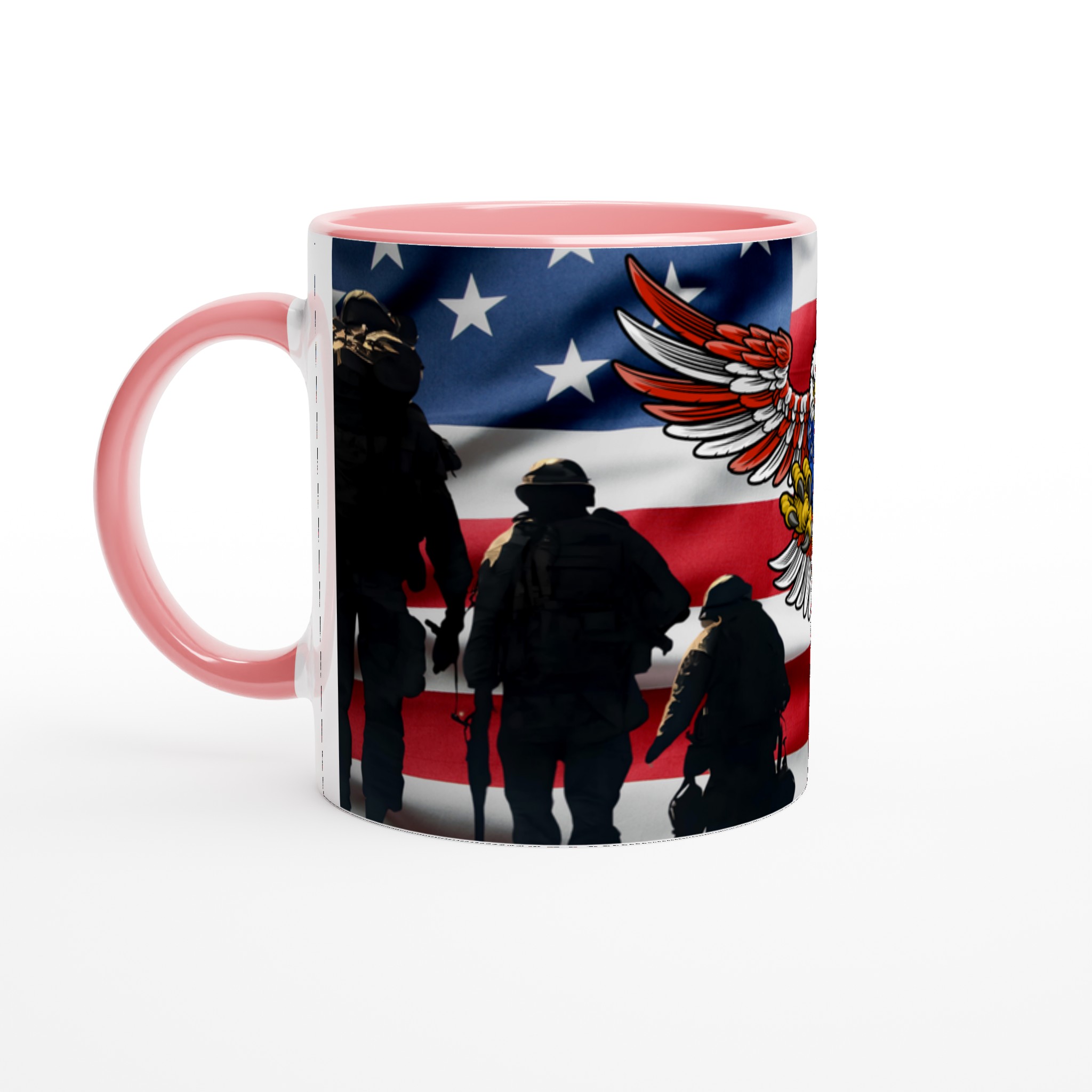 Vit 11oz keramisk mugg med patriotisk örnmotiv – välj bland sju klassiska keramfärger 6 78958418-e547-4227-98e9-6009cf8a4905