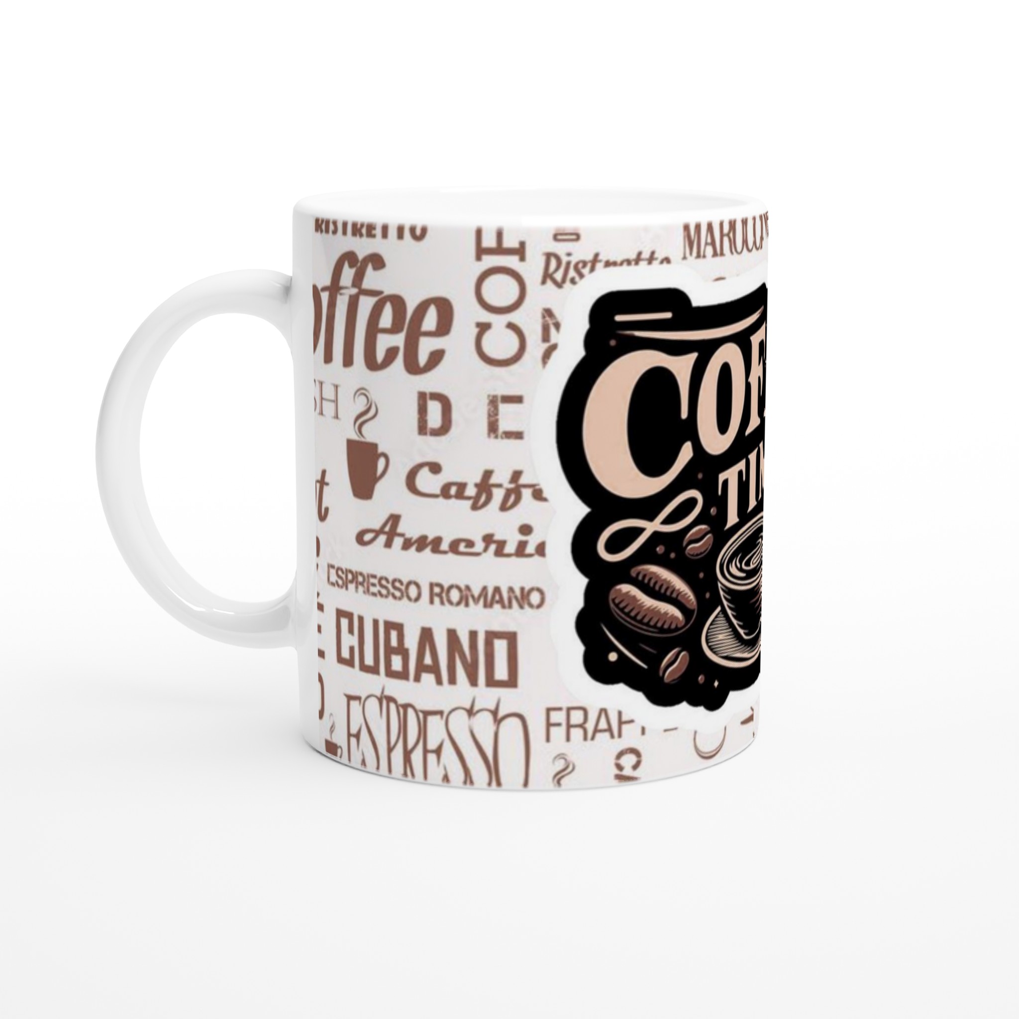 Vit 11oz keramisk mugg med ”Coffee Time”-design i tidlöst kaffeinspirerat uttryck 1 7898681e-58cc-4ea9-bb93-8dd250a7b692