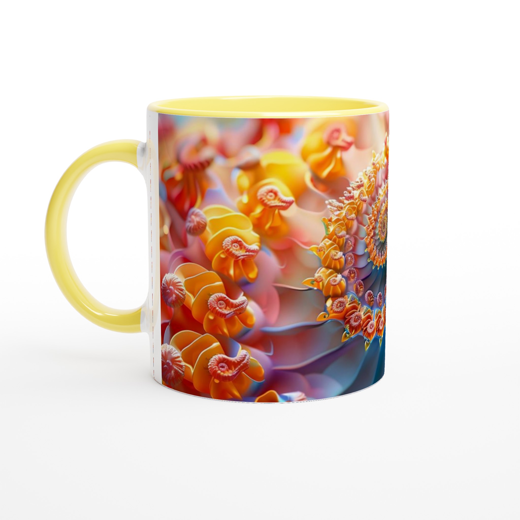 Abstrakt Fraktal Konst Mugg – 11oz Keramisk Kaffekopp i Klara Färger 3 789ebbbe-488a-4280-ad0c-796445035713