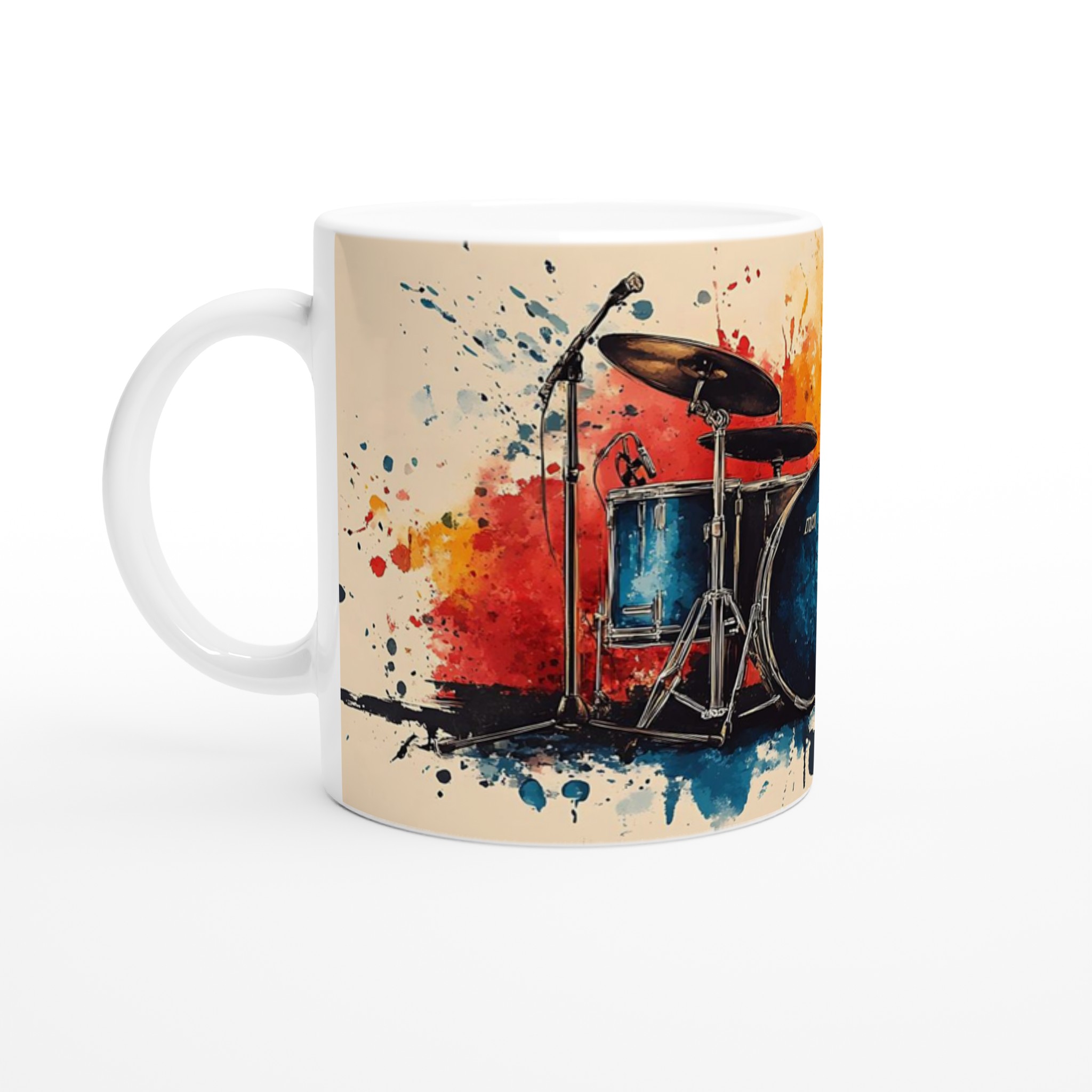 Abstrakt trumset keramikmugg – Musikaliskt färgsplash i 11oz – Välj bland 7 levande färger 1 78a4bf29-d34b-4305-89b1-35a47cce0889