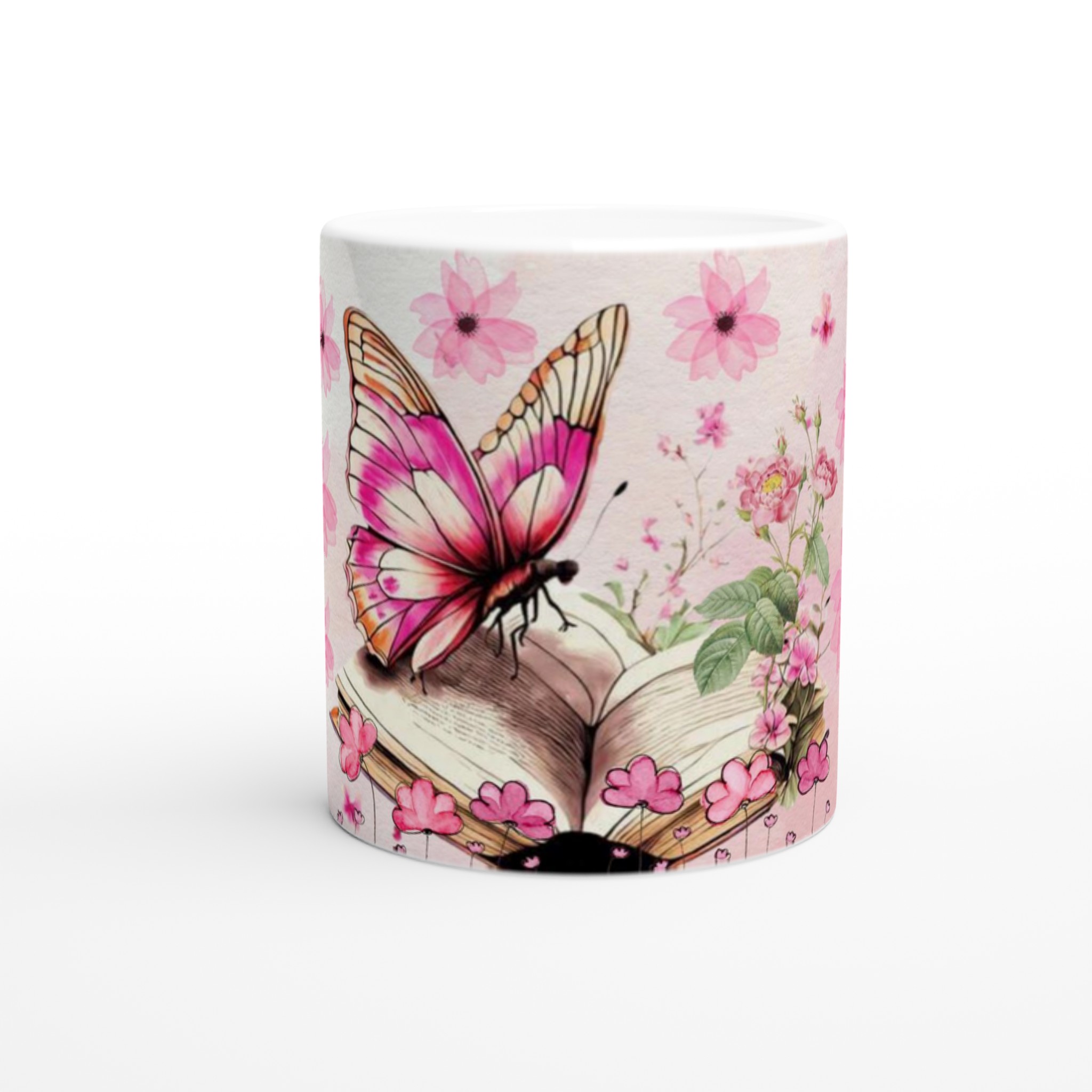 Vit 11oz keramisk mugg med blomstrande fjärilsmotiv – välj bland flera färgstarka keramiska nyanser 8 78bd5597-3ea1-499d-a1b1-3943e79360c3