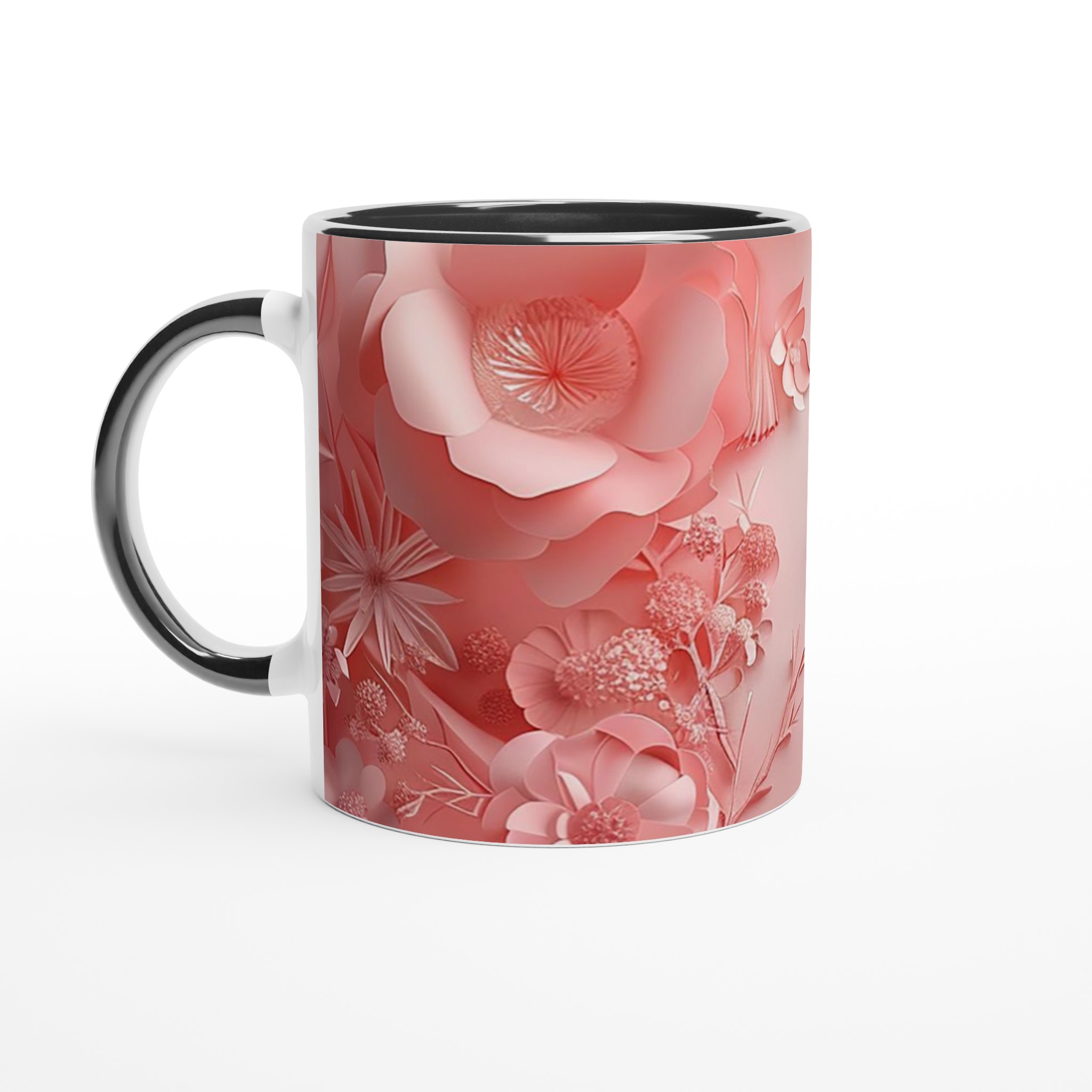 Vit 11oz Keramisk Mugg med Blommönster i Rosa och Flera Färger 4 78be5164-4e28-41b7-81fa-2a7a0840e431