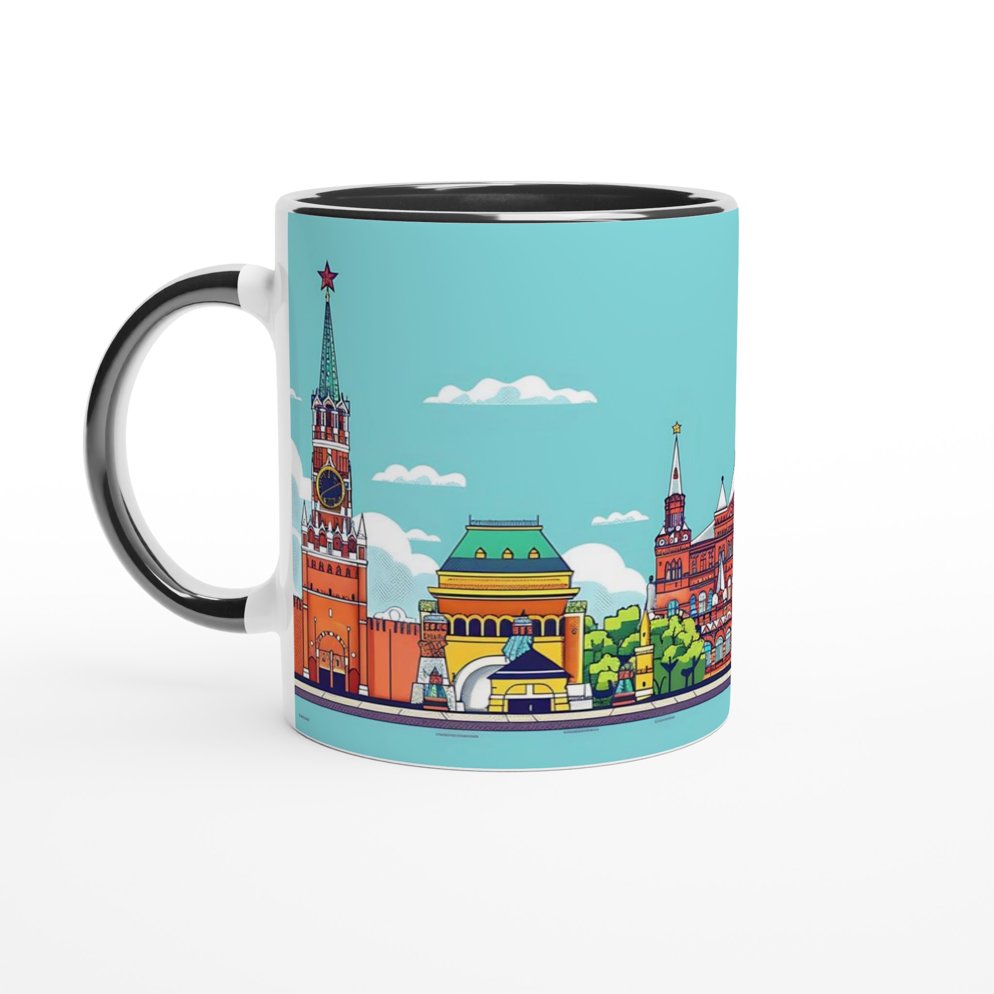 Färgglad Moskva Illustration Mugg – 11 oz Keramisk Kaffekopp i ditt val av sju livliga färger 4 78c149e6-3ad8-4755-975f-9c3ecaddd880