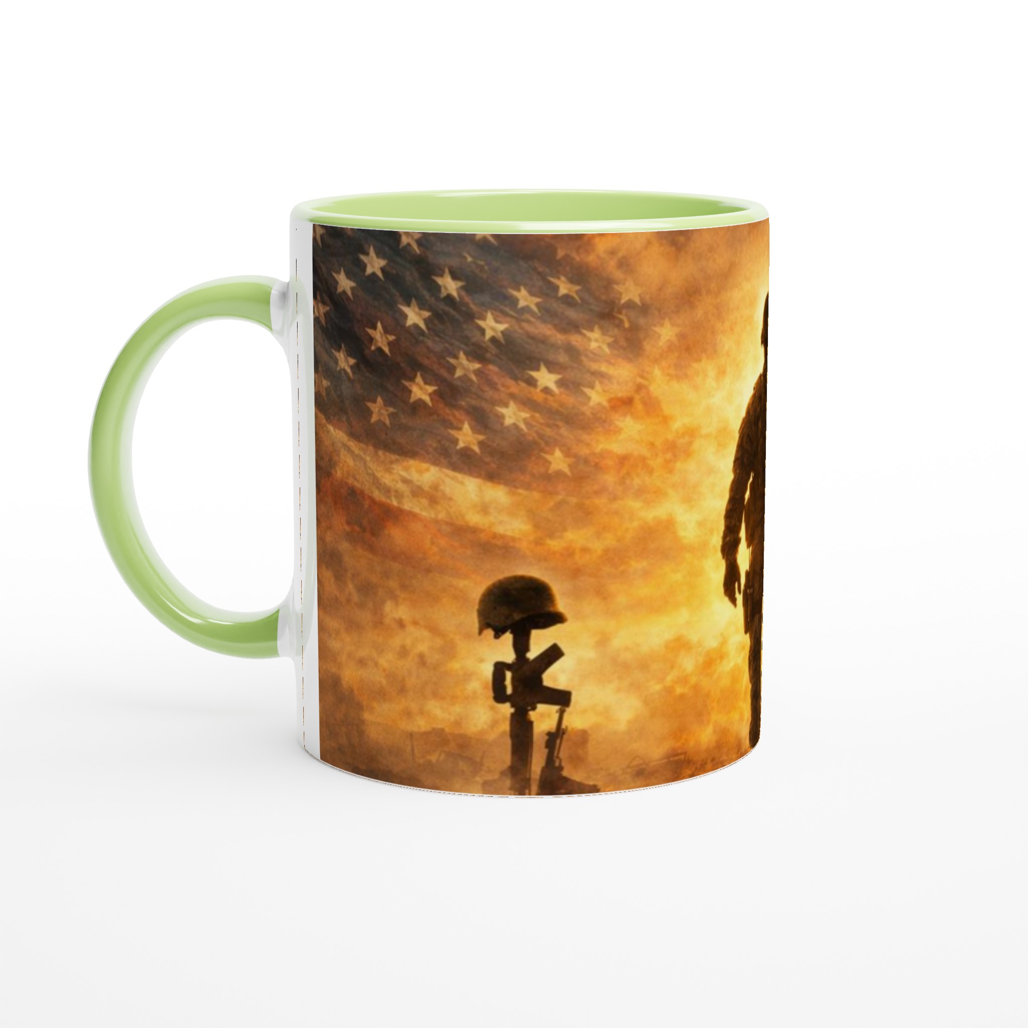 Vit 11oz keramisk mugg med patriotisk militärmotiv – välj bland sju livfulla keramiska färger 7 78d2dc60-5ac7-4809-9d44-b771307336c4