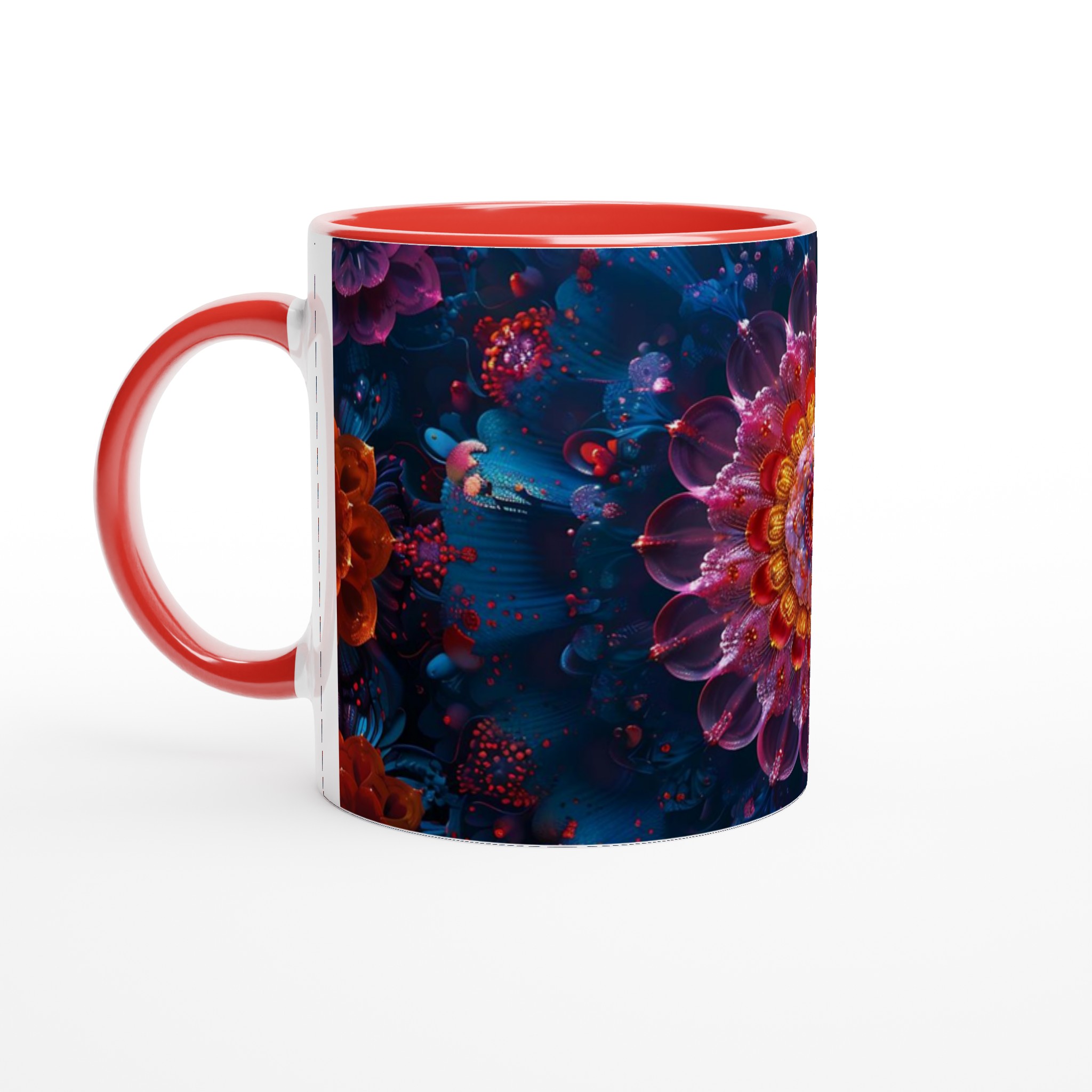 Kosmisk Blomstermugg – 11oz Keramisk Mugg med Hypnotisk Floral Design i Valfri Färg 5 78db2d5e-b89f-49f7-806b-94171685d633