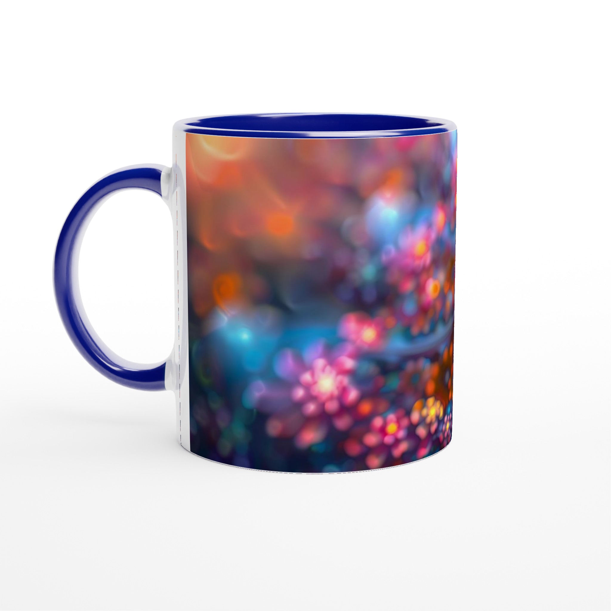 Kosmisk Blomstermugg – 11oz Keramikmugg med Hypnotisk Fraktaldesign i Livfulla Nyanser 2 78ebd423-3c1b-47c8-b3f0-64dc7defc18d