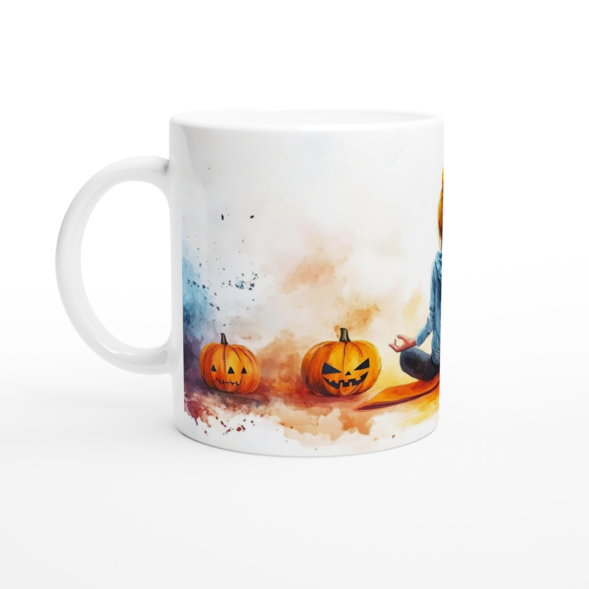 Zen Halloween Mugg - Skrämmande Avslappnad Yogapumpa i Akvarellstil, Välj bland Flera Färger 1 78f32186-1ee2-4cbf-bfee-674c6fd4b650